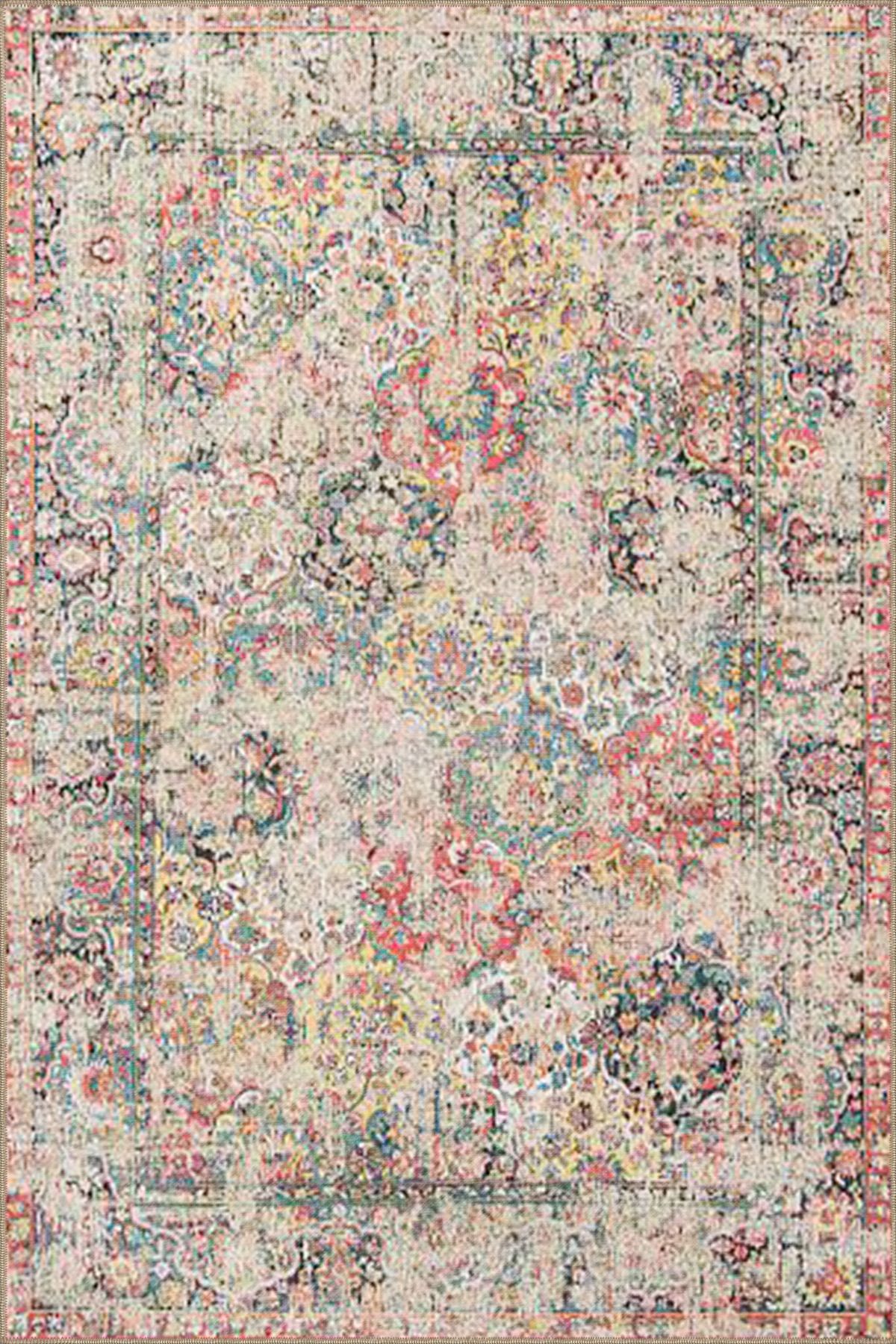 Krem Geometrik Baklavalı Desenli Dokuma Taban miravip820