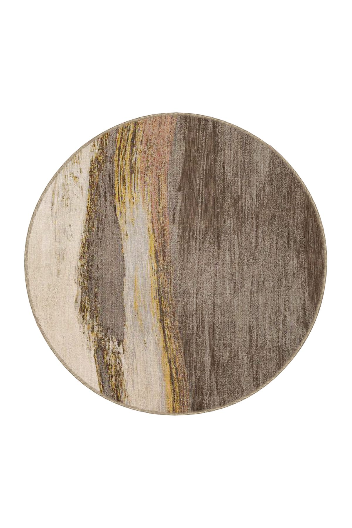 Kahverengi Bej Temalı Soyut Abstract Desenli Modern Dekoratif Halı 3894