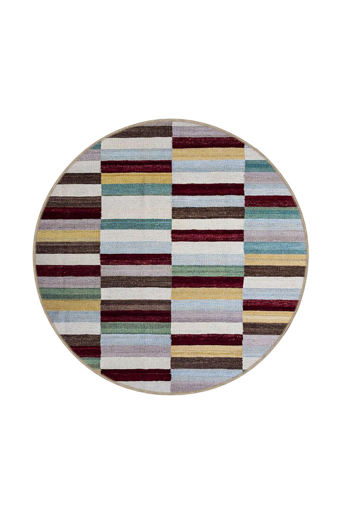 Kapalı Tonlarda Etnik Desenli Dekoratif Dokuma Taban Halı miravip523