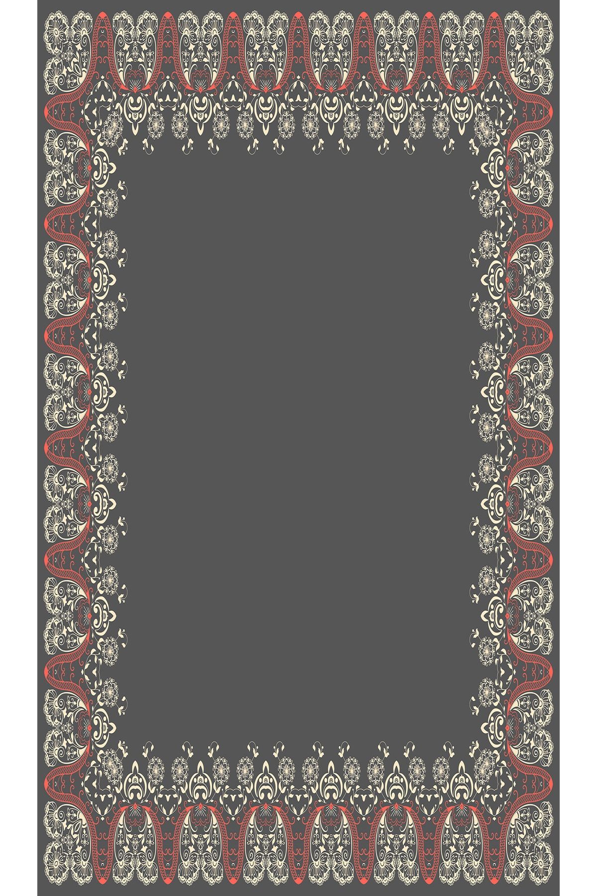 Gri Etnik Geometrik Desenli Seccade 70x120