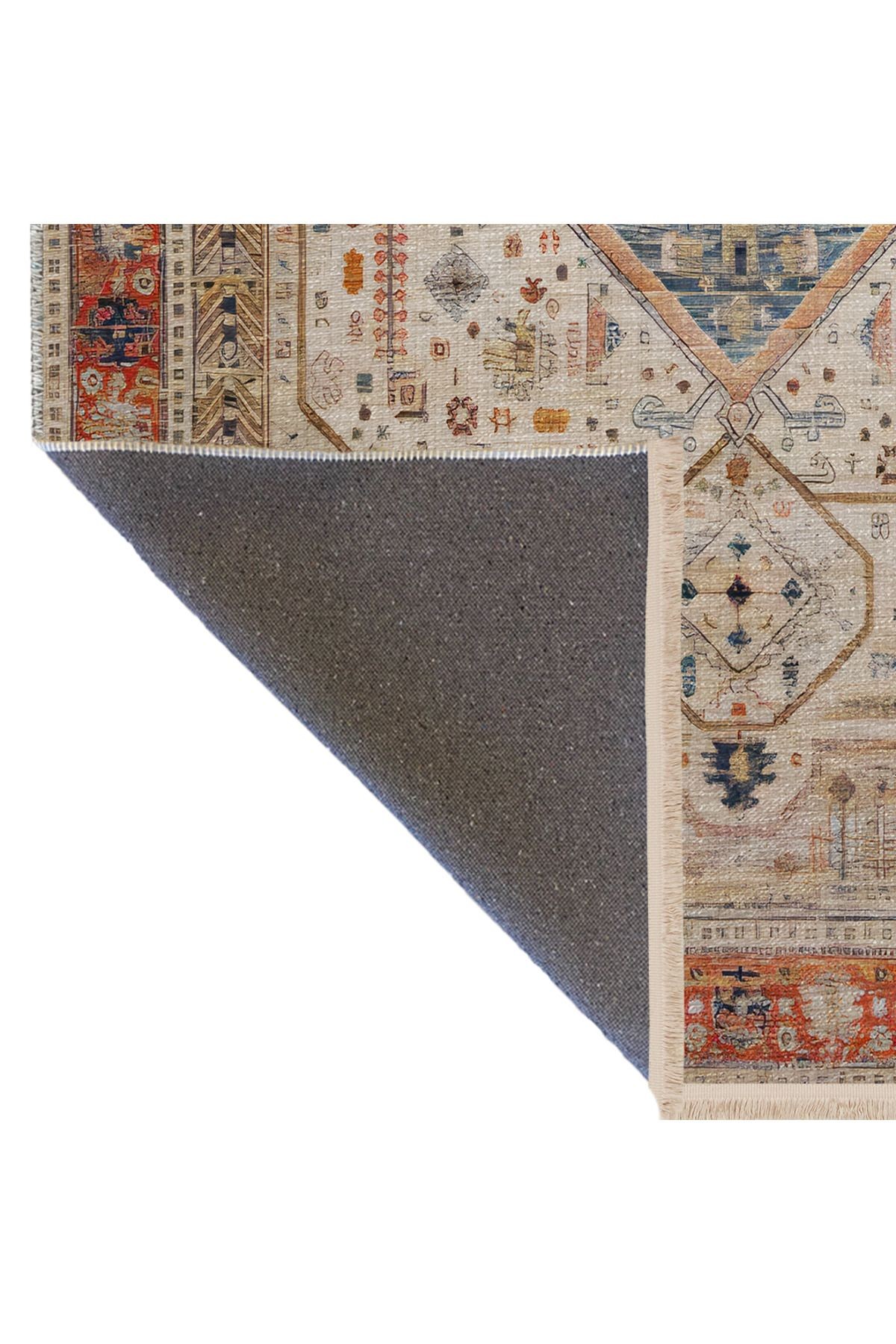 Çok Renkli Temalı Geleneksel Motif Etnik Desenli Vintage Dekoratif Halı 2444