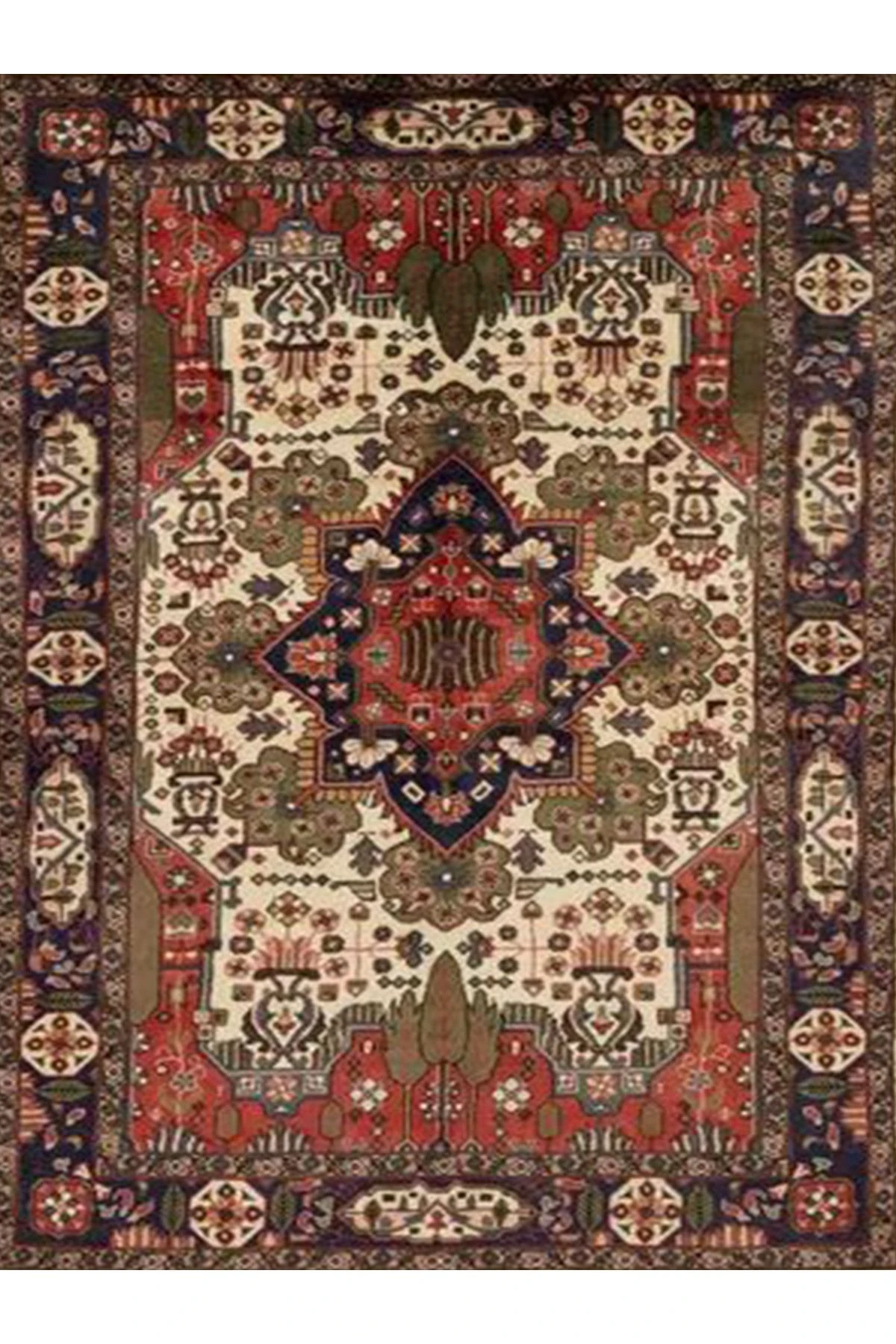 İnci Koleksiyonu Çok Renkli Geleneksel Motif Etnik Desen Dokuma Taban Vintage Dekoratif Halı inci28