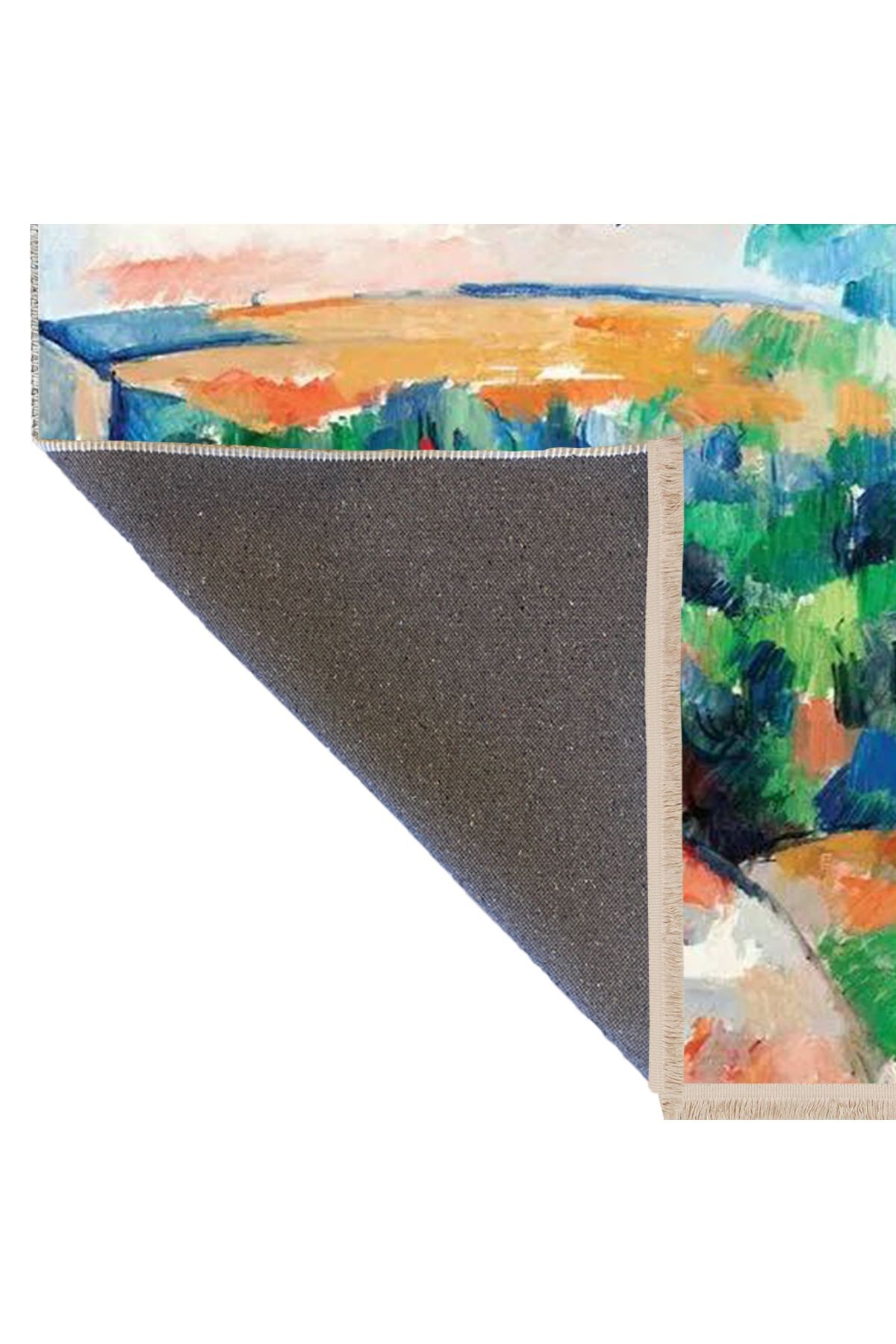 Yılmaz Koleksiyonu Pastel Renklerde Dağ Yolu ve Manzara Desenli Kreatif Modern Dekoratif Halı 44