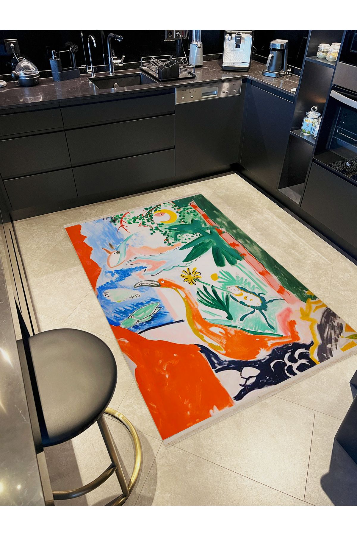 Yılmaz Koleksiyonu Pastel Tonlarda Kaz Çiçekler ve Güneş Desenli Kreatif Modern Dekoratif Halı 15