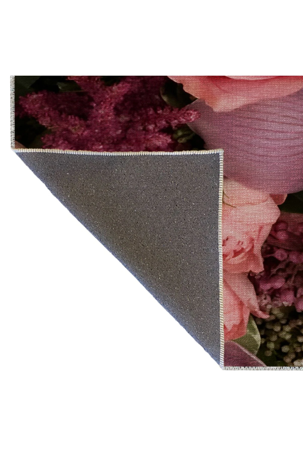 Mor Pembe Temalı Gül ve Çiçek Desenli Kreatif Modern Dekoratif Halı 2316