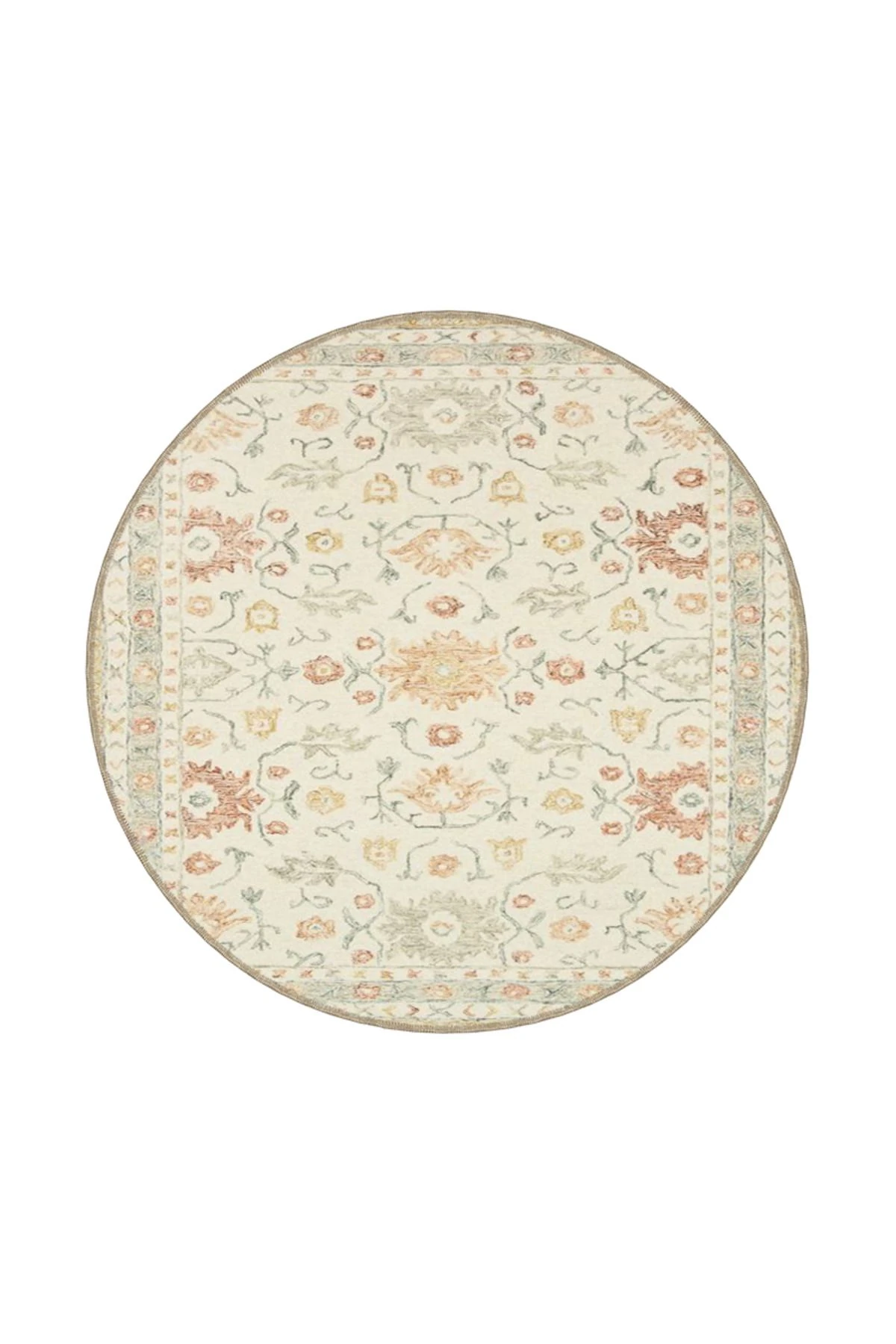 Soft Krem Floral Geleneksel Geometrik Çiçekli Desenli Dokuma Taban Halı ve Yıkanabilir Halı aloha155