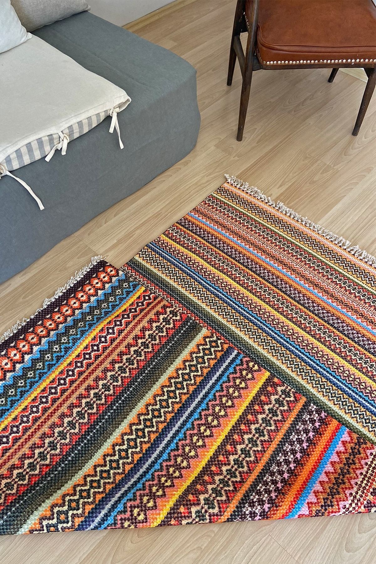 Kilim Alara Multy 3205 Çok Renkli Çift Taraflı Dokuma Kilim Halı