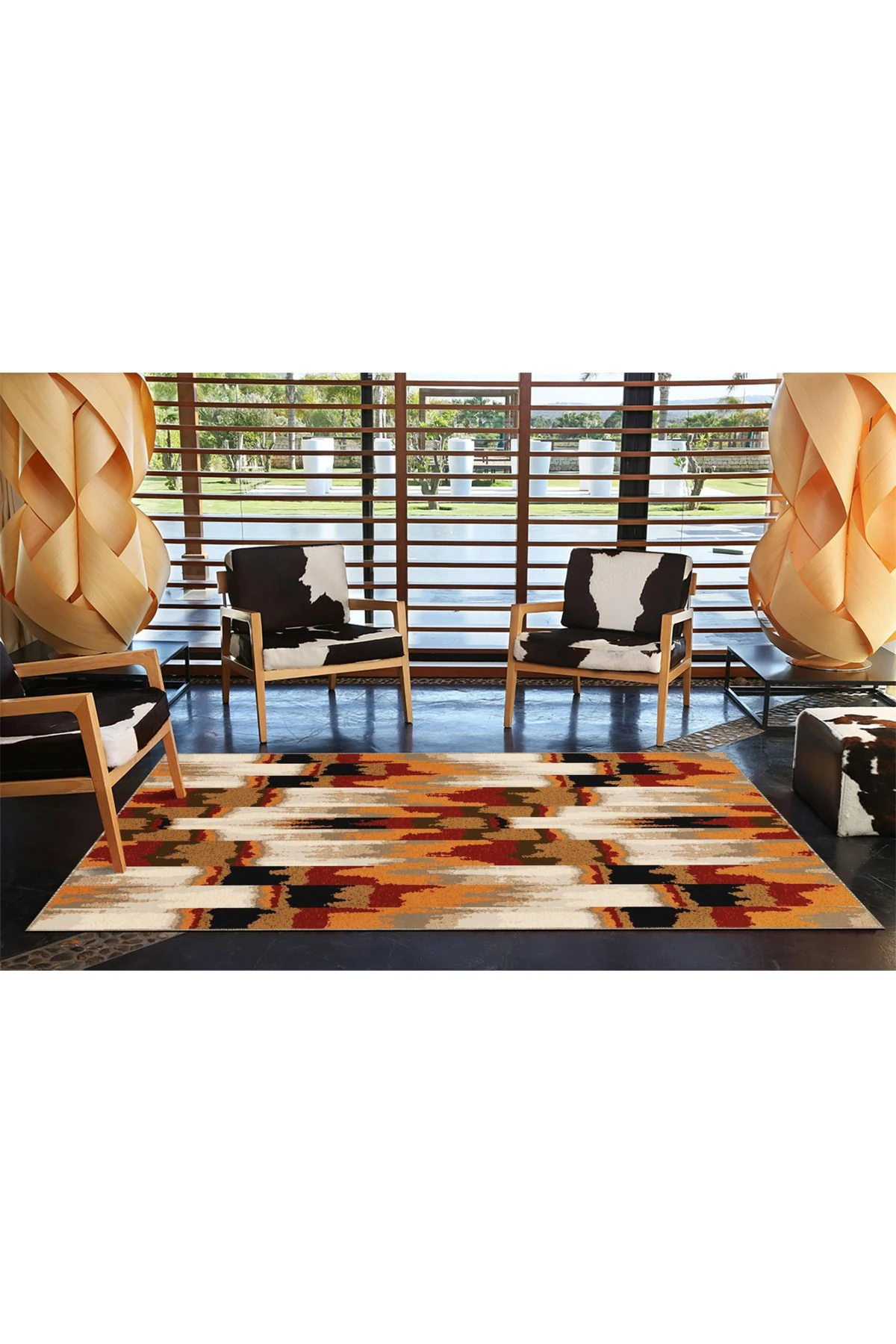 Kesik Akan Motifli Renkli Desenli Dokuma Taban miravip648