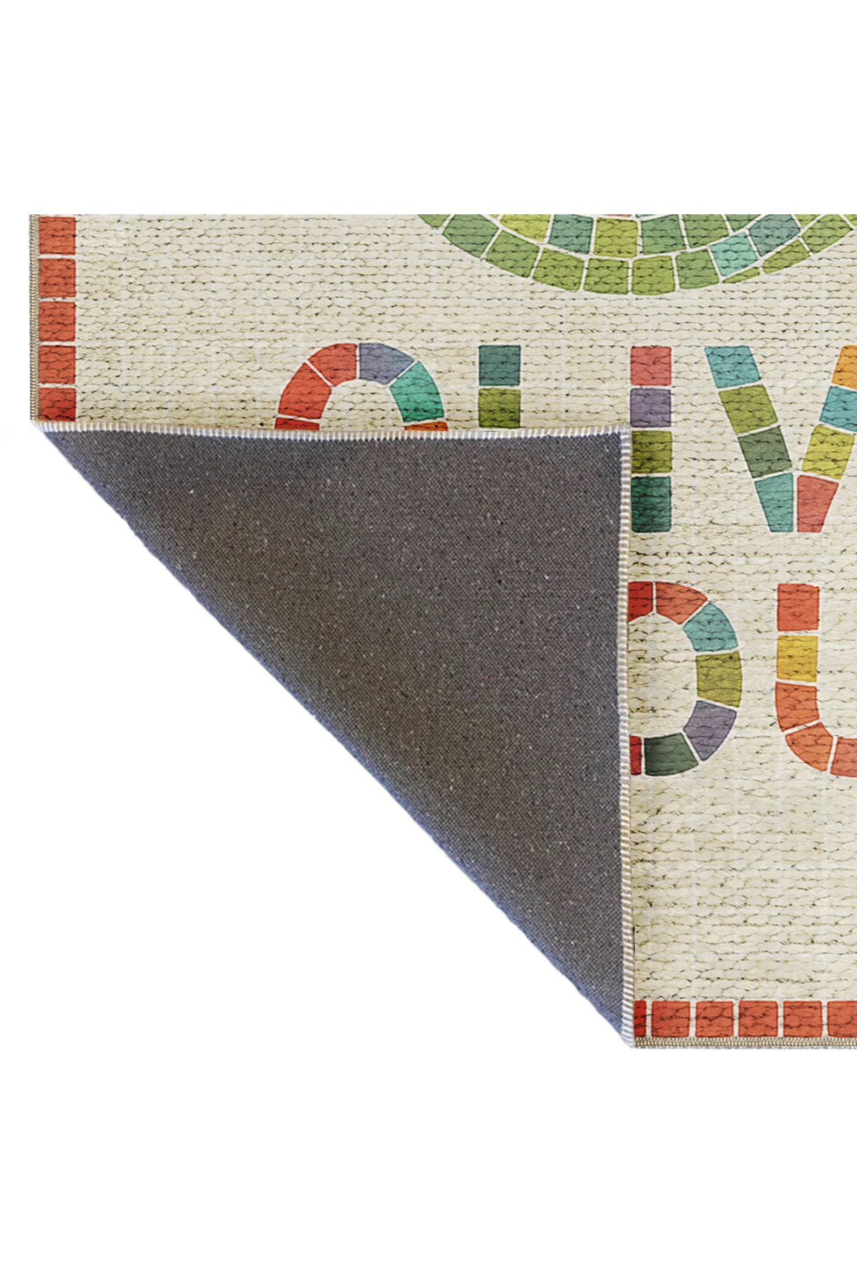 MOSSO DİSCO Yazılı Desen Dokuma Taban Vintage Dekoratif Halımosso987