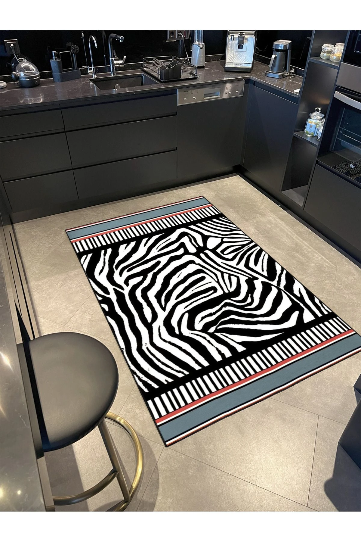 Zebra Etnik Desenli Renkli Geometrik Modern Dekoratif Halı miravip278