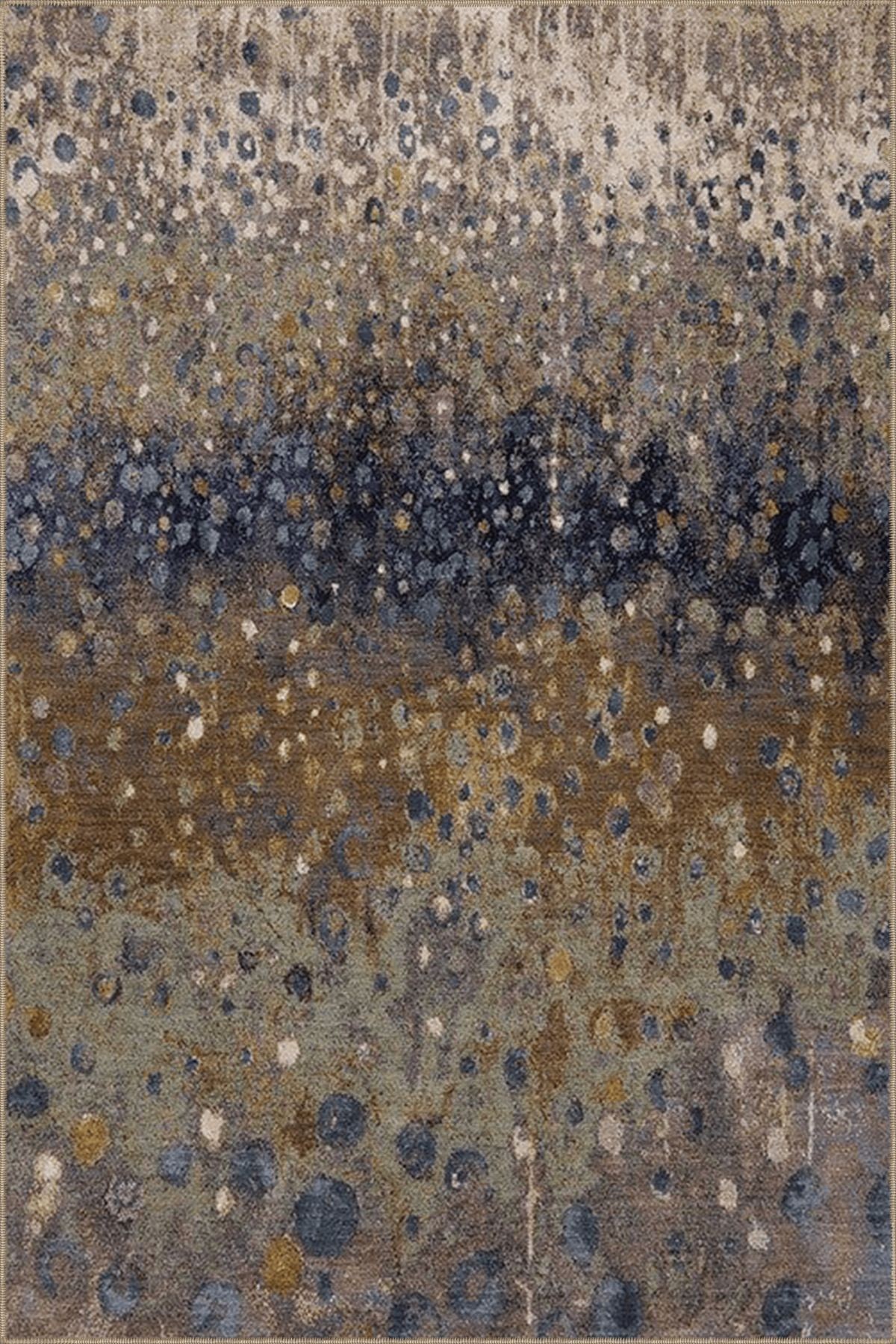 Çok Renkli Soyut Abstract Nokta Desenli Modern Dekoratif Halı 3969