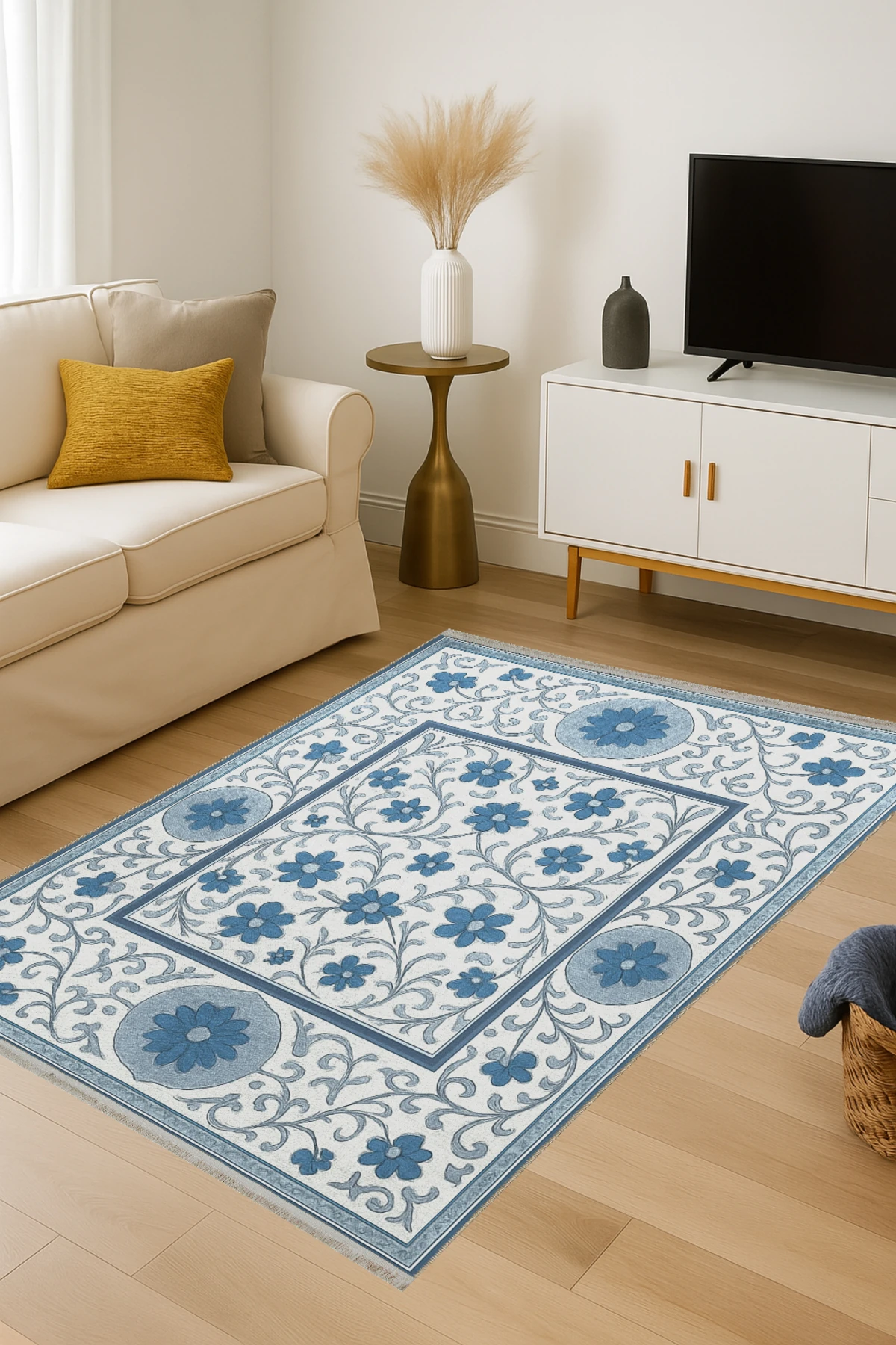 MOSSO Çok Renkli Geleneksel Temalı Desen Dokuma Taban Modern Dekoratif Halı mosso296