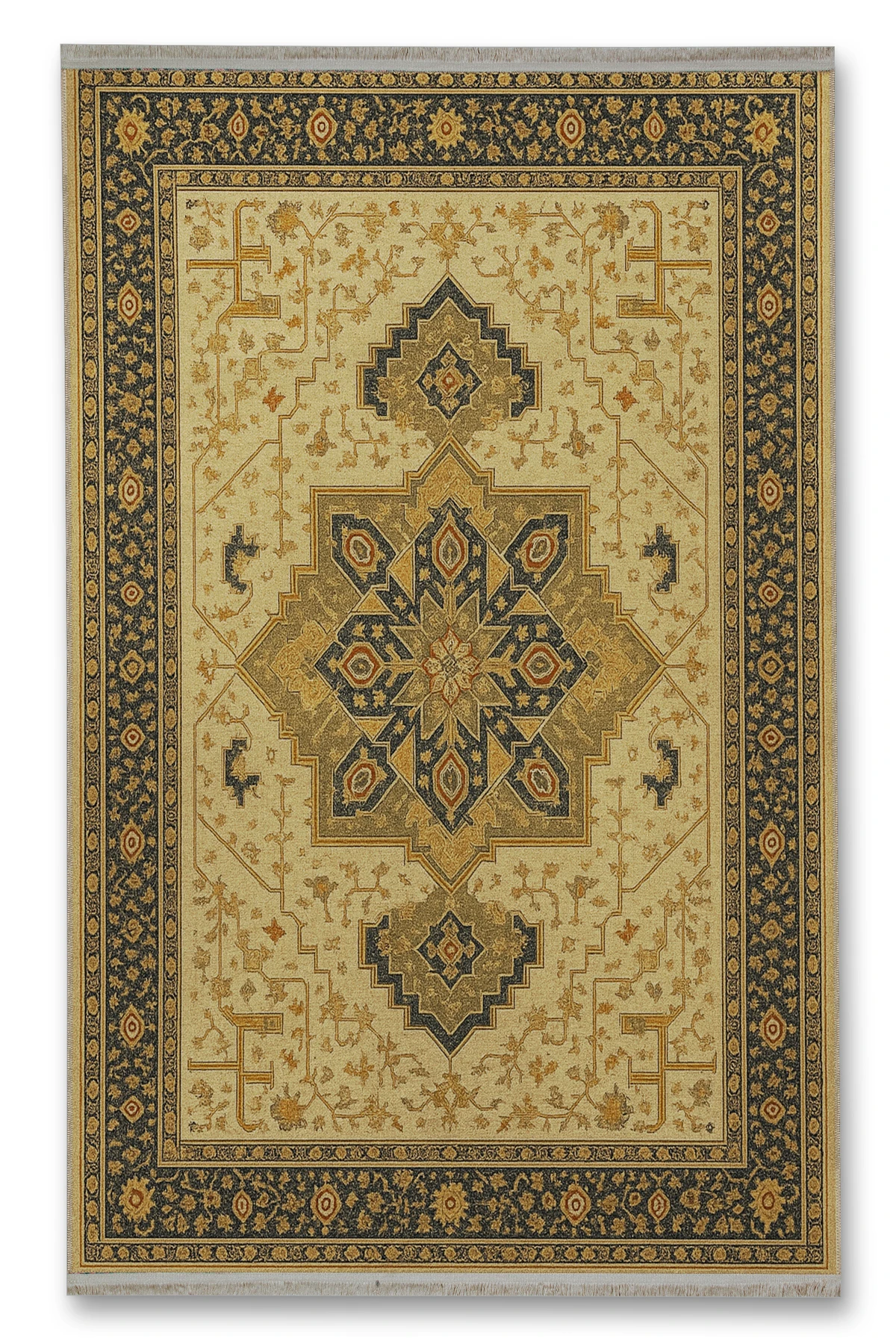 MOSSO Kahverengi Geleneksel Desen Temalı Desenli Modern Dekoratif Halı mosso424