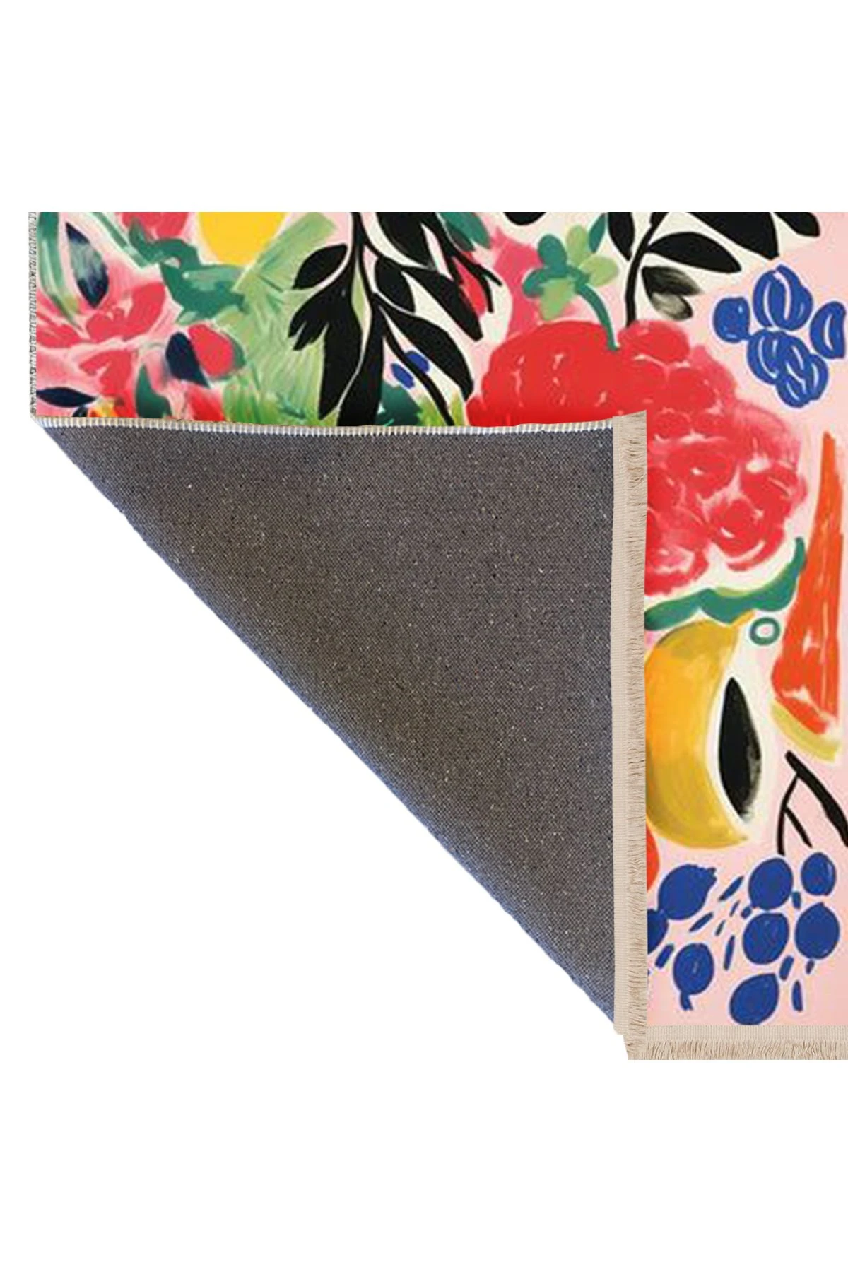 Yılmaz Koleksiyonu Çok Renkli Karışık Meyveler ve Bitkiler Desenli Modern Dekoratif Halı 17