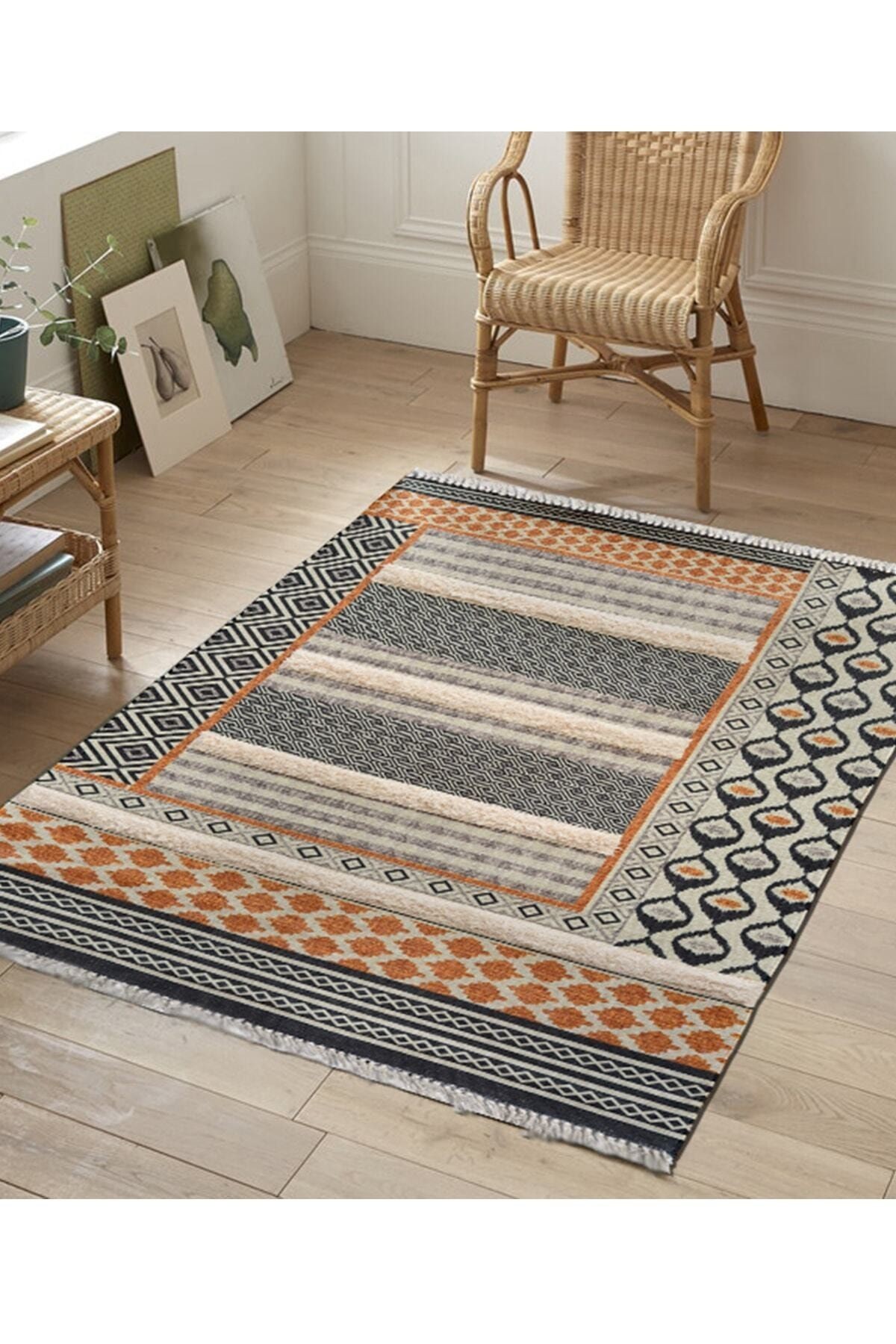 Rustik Kilim Grey Light Brown 4014 Bohem Kilim