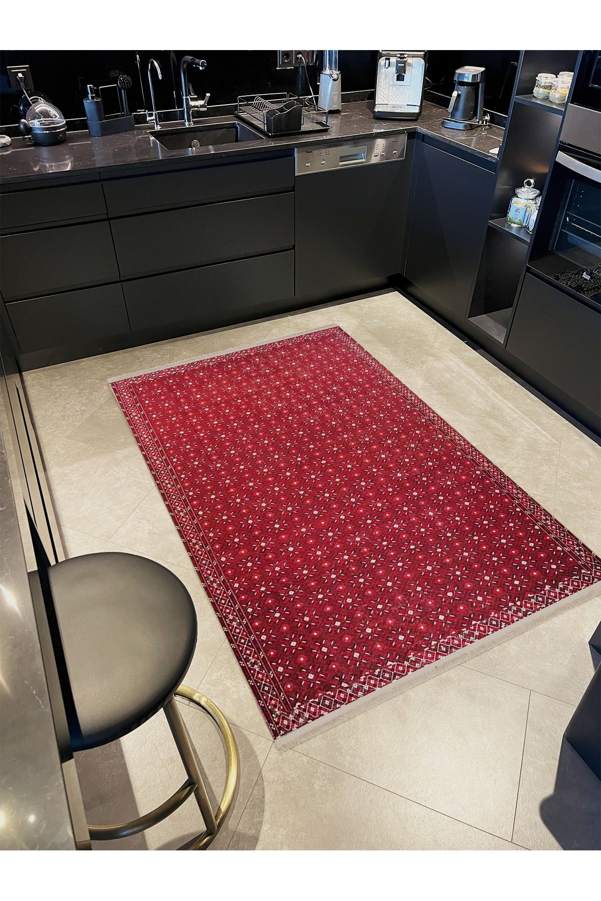 Güney Koleksiyonu Bordo Temalı Etnik Motif Desenli Vintage Dekoratif Halı 33