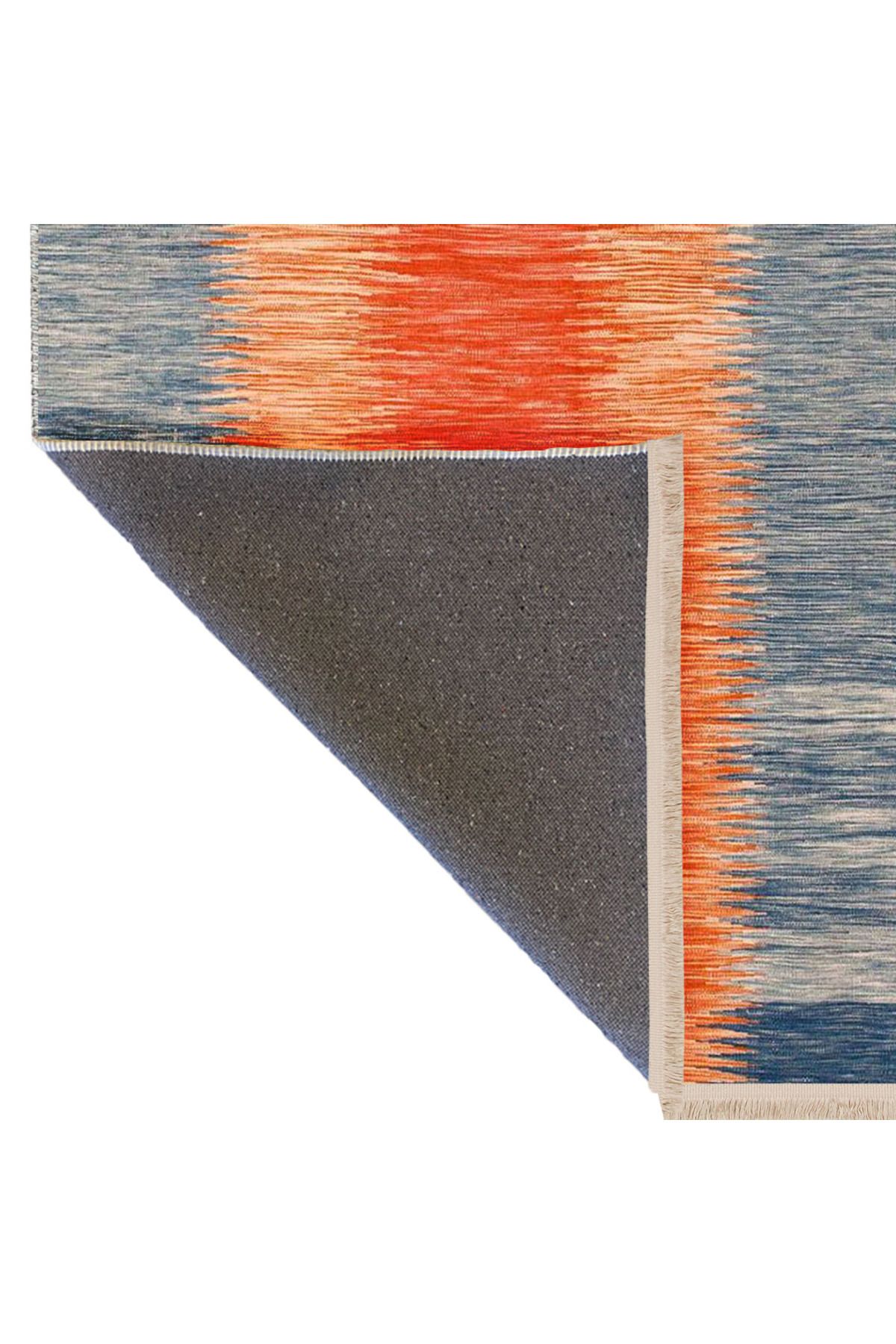 Güney Koleksiyonu Mavi Turuncu Temalı Soyut Desenli Modern Dekoratif Halı 41