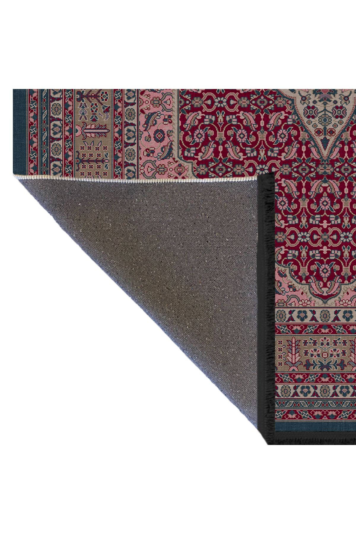 Mira Pembe Temalı Çok Renkli Geleneksel Motif Etnik Desenli Vintage Dekoratif Halı Mira 1594
