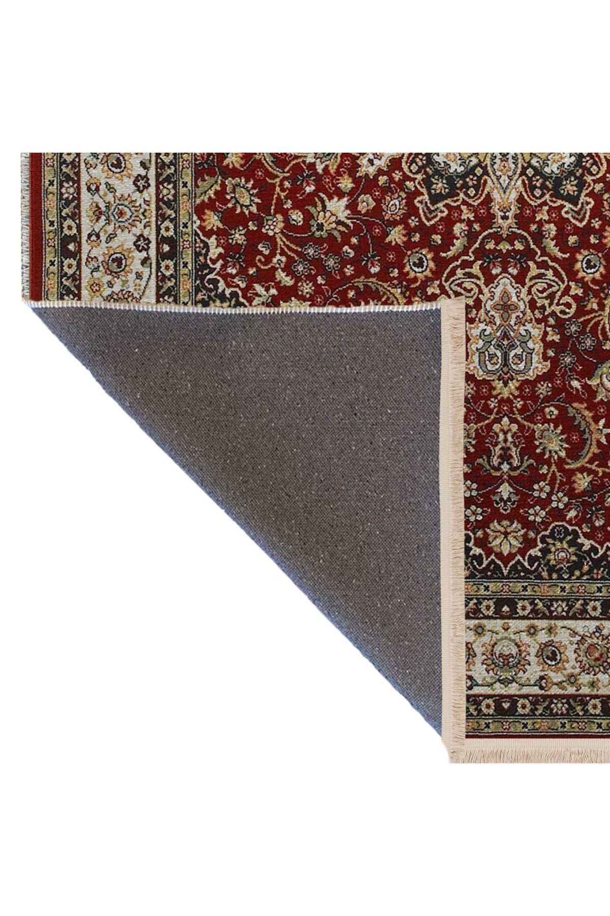 Bordo Temalı Çok Renkli Geleneksel Motif Desenli Kreatif Vintage Dekoratif Halı 2754
