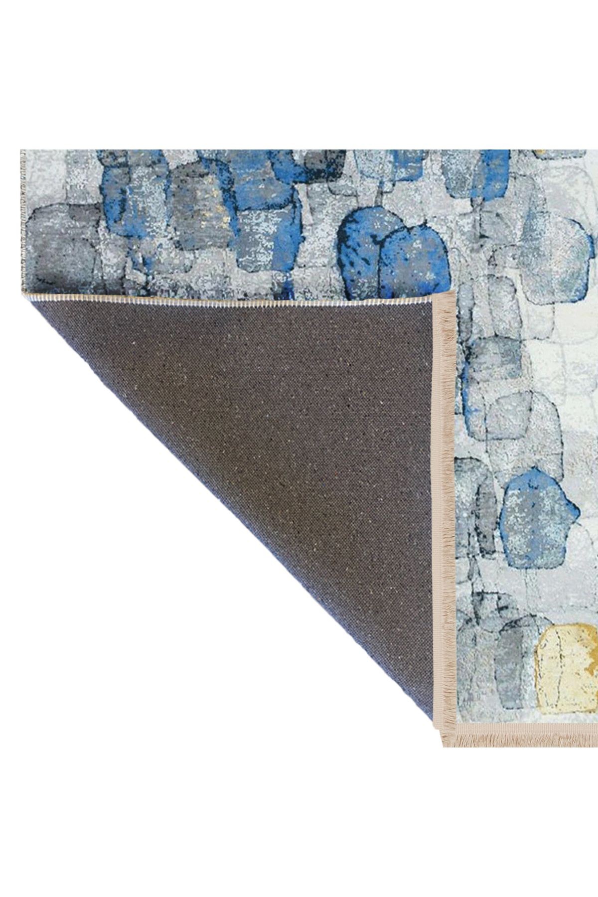 Barcelona Koleksiyonu Mavi ve Gri Tonlarda Soyut Abstract Desenli Modern Dekoratif Halı 63