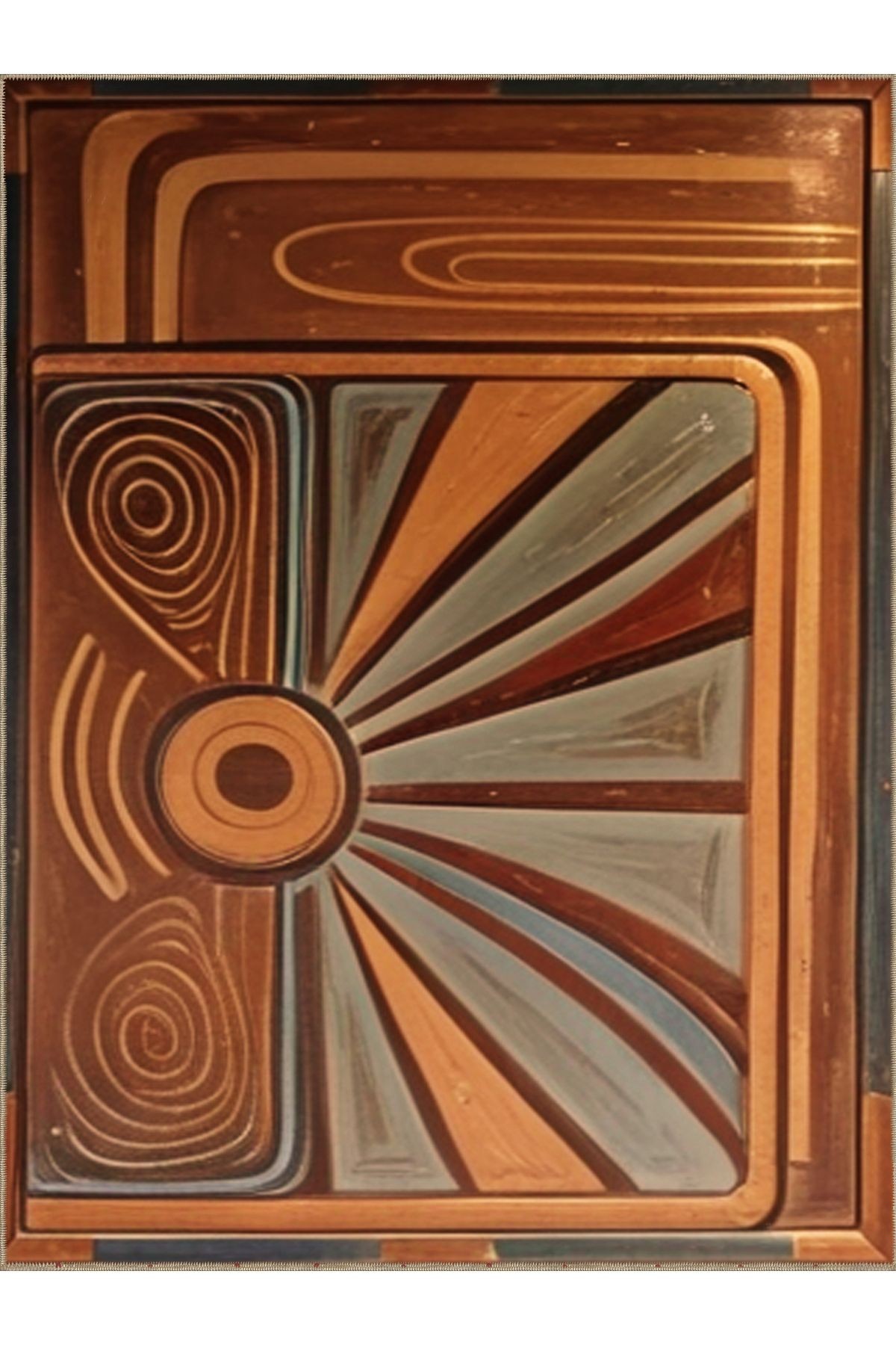 Royal Karma Soyut Şekiller Desenli Püskül Detaylı Dokuma Taban Modern Dekoratif Halı royal22