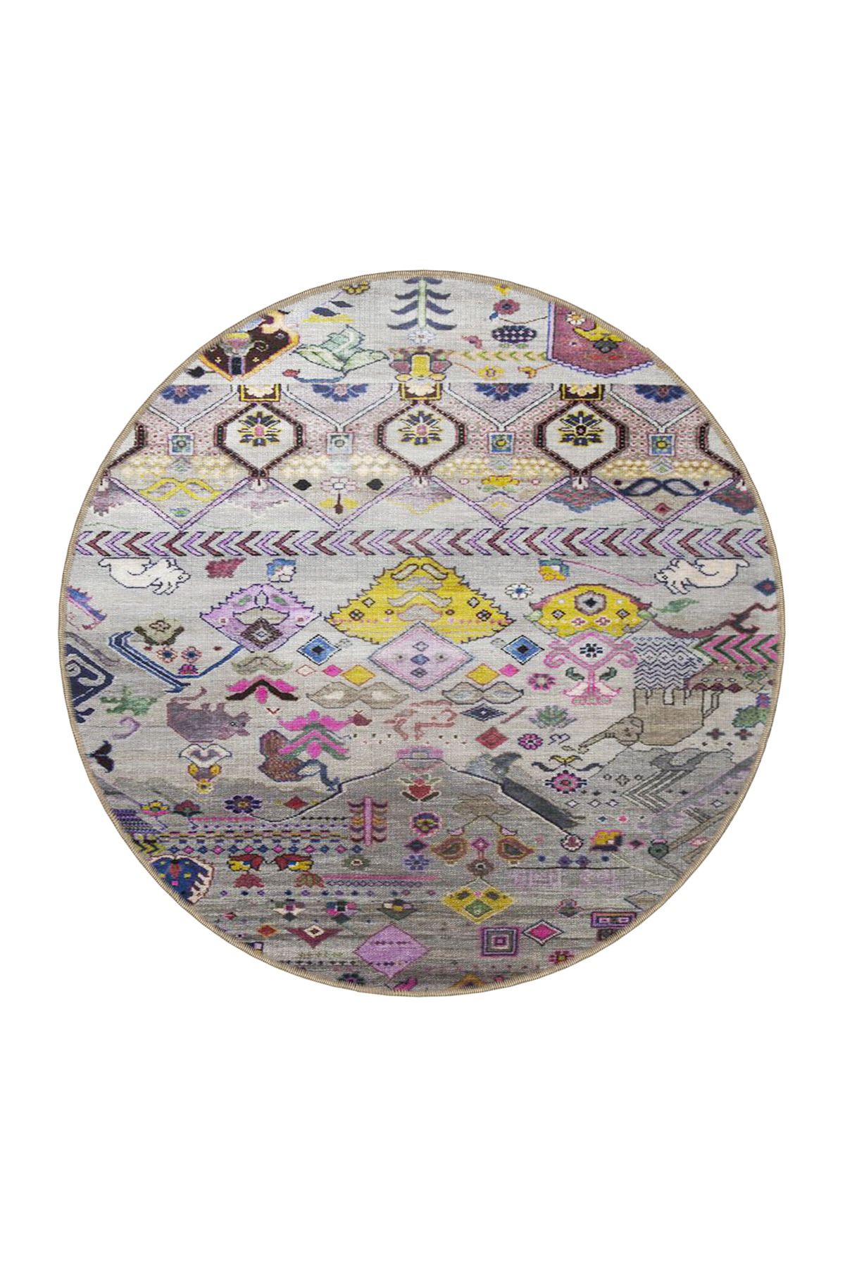 Gri Tonlarda Geleneksel Desenli Dokuma Taban Halı 4050