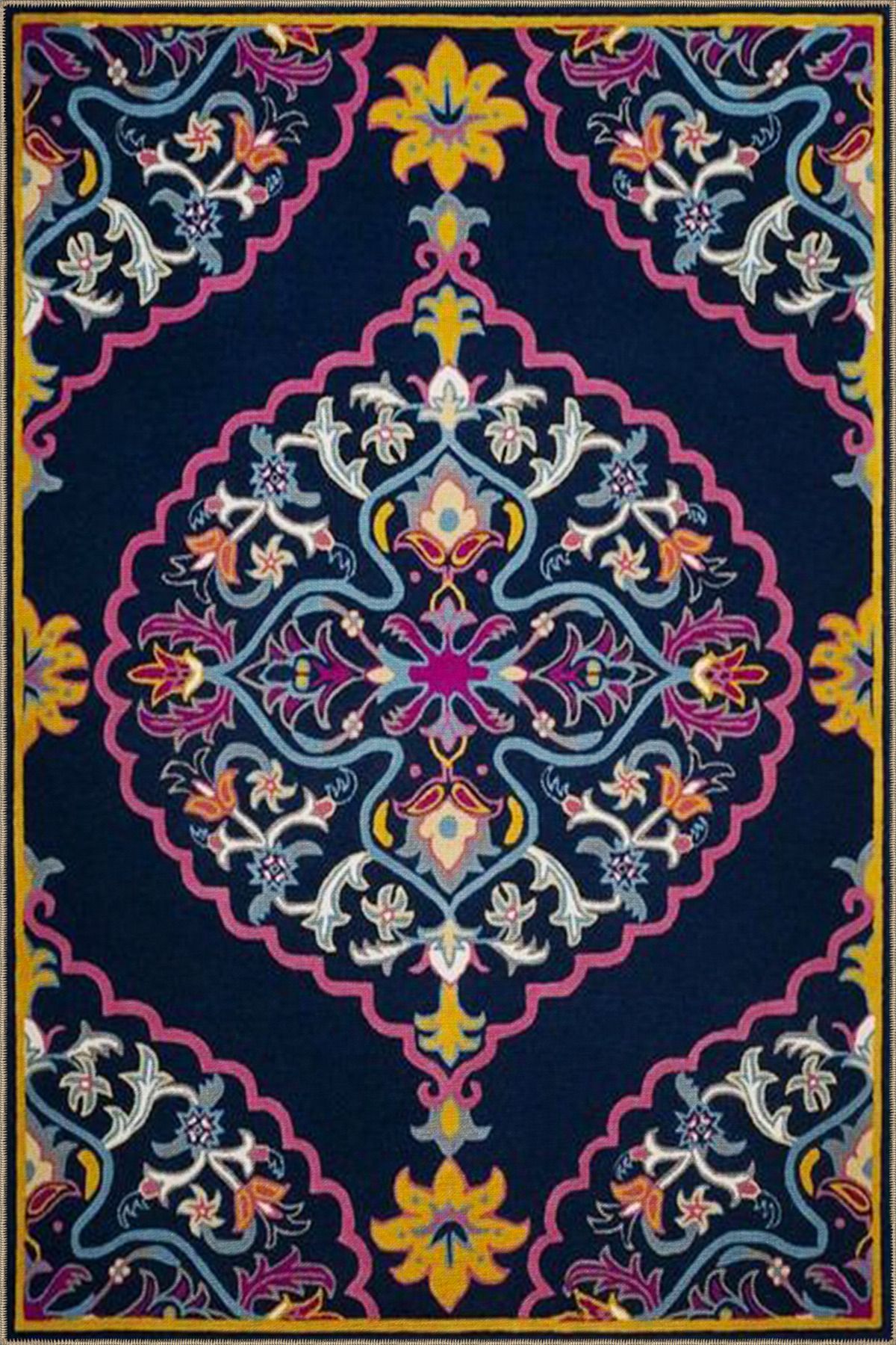 Laciver Temalı Çok Renkli Geleneksel Motif Desenli Vintage Dekoratif Halı 4712