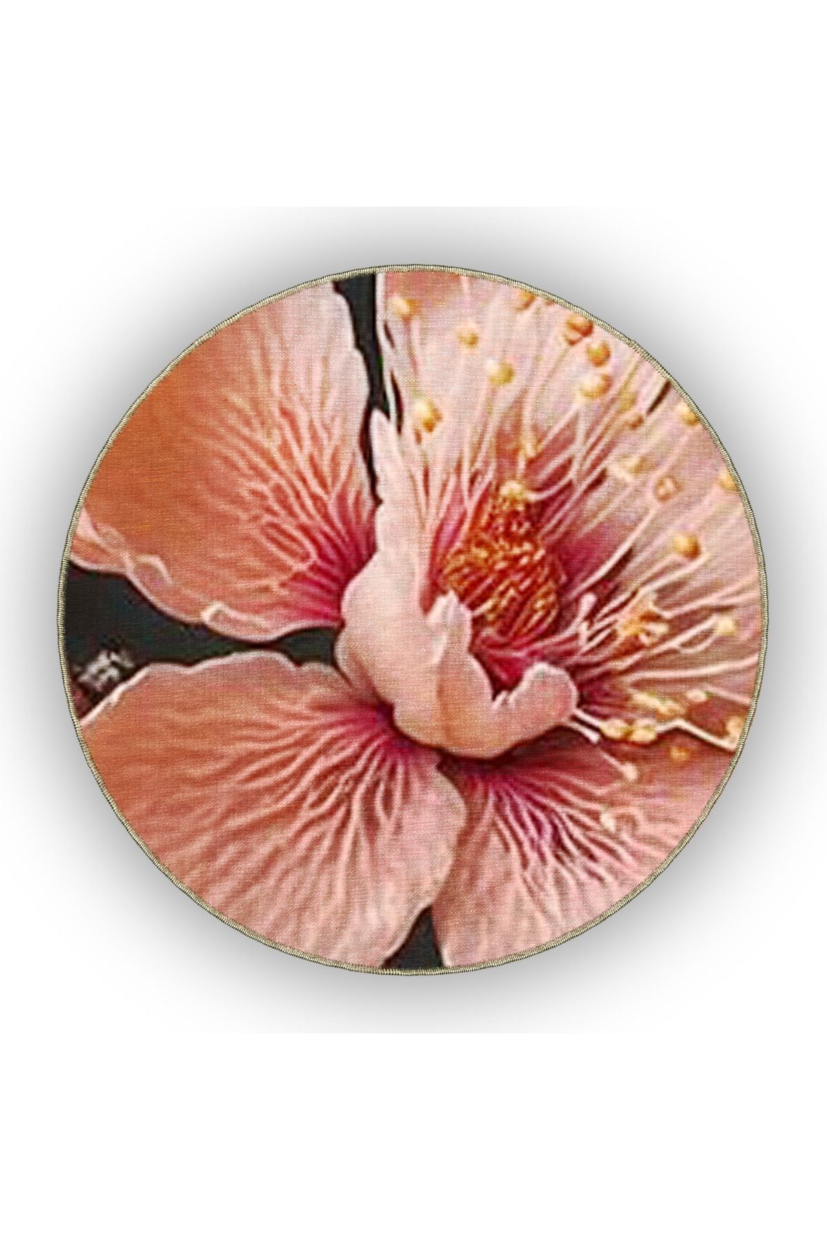 Siyah Pudra Temalı Floral Çiçek Desenli Modern Dekoratif Halı 4957