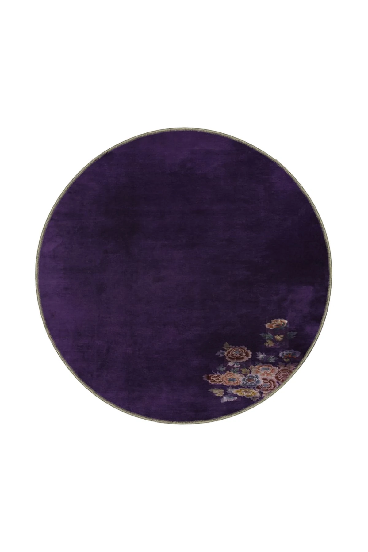 Floral Kapalı Renkte Mor Renkli Desenli Dokuma Taban Halı ve Yıkanabilir Halı aloha183