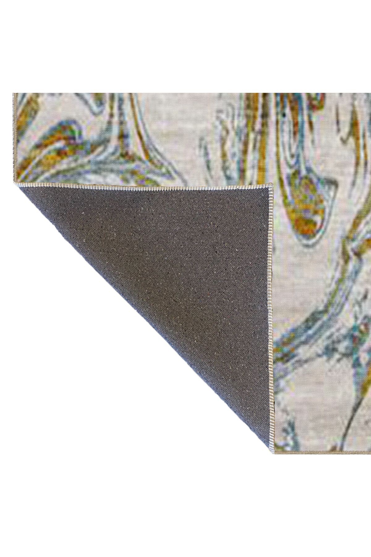 Gri Renkli Açık Tonlarda Pastel Boyalı Modern Dekoratif Halı 4481