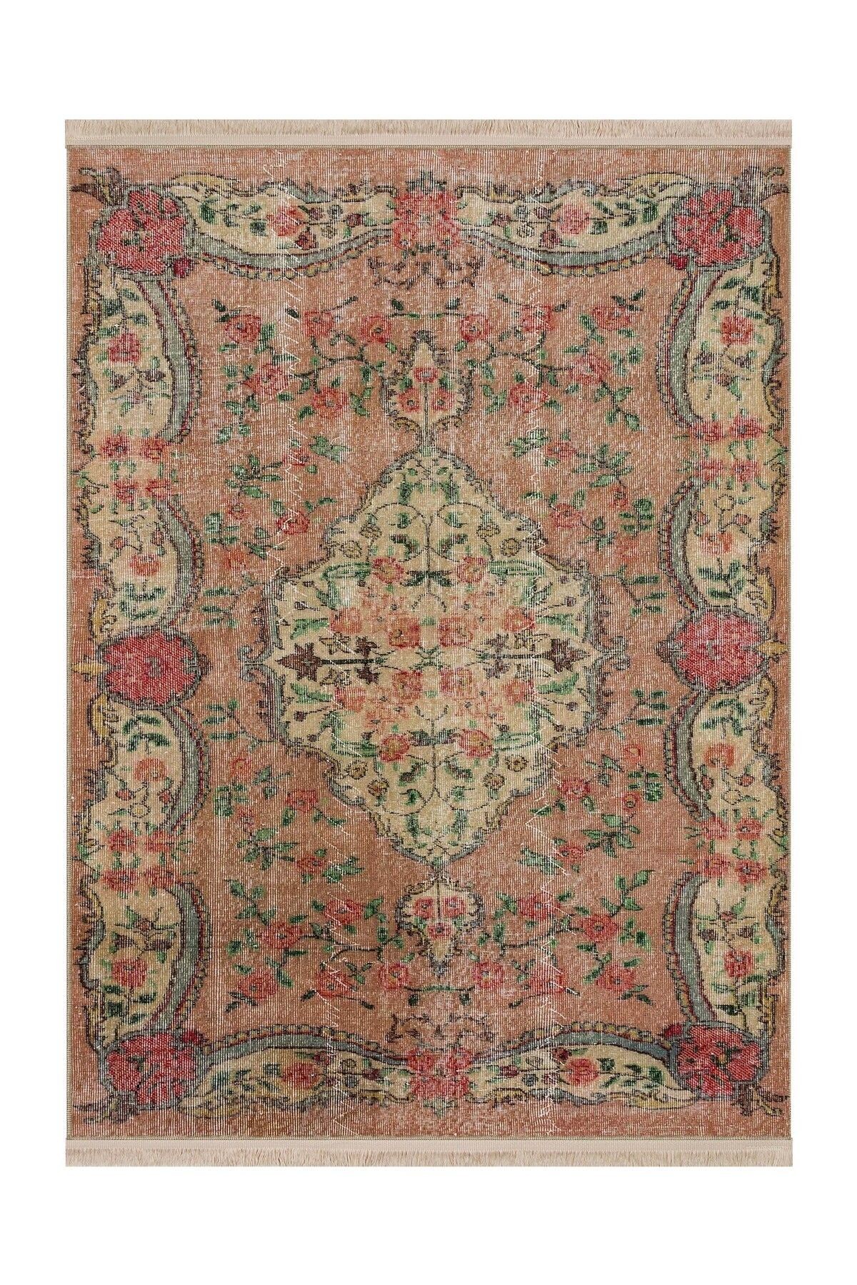 Memlük Koleksiyonu Çok Renkli Geleneksel Motif Vintage Desenli Dokuma Taban Dekoratif Halı memlük11