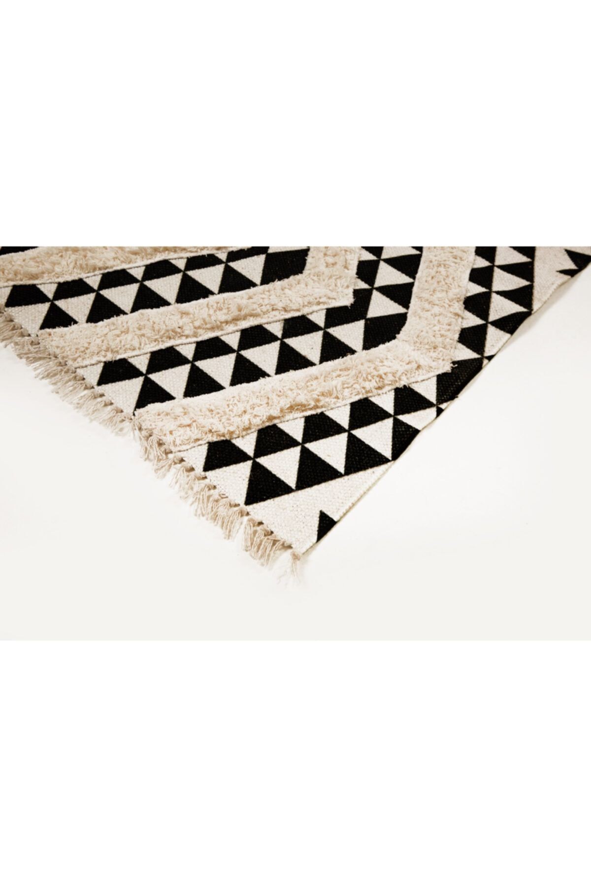 Rustik 4019 Siyah Beyaz Iskandinav Boho Stil Kilim