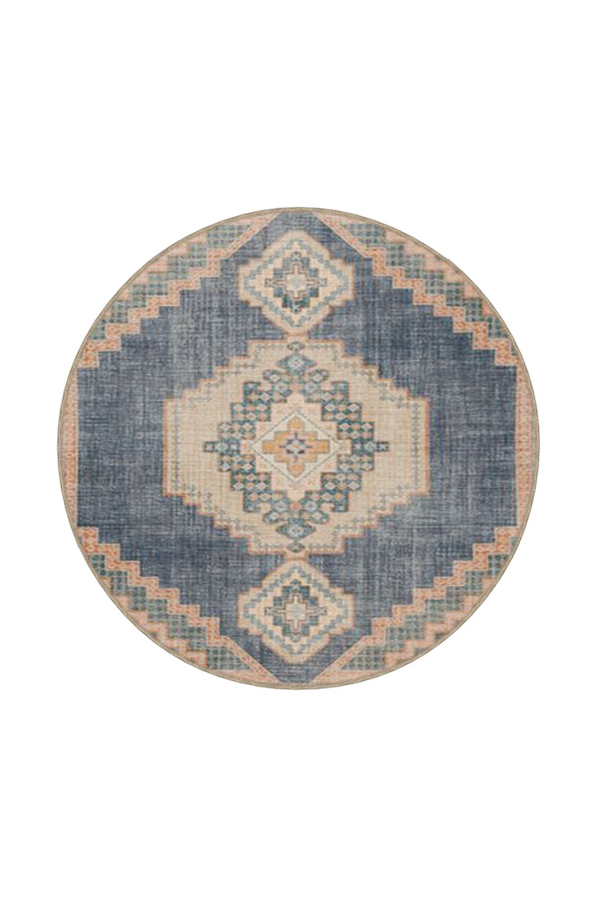 Geometrik Turuncu Yıldız Desenli Yıkanabilir Dokuma Taban ve Dekoratif Halı miravip8079