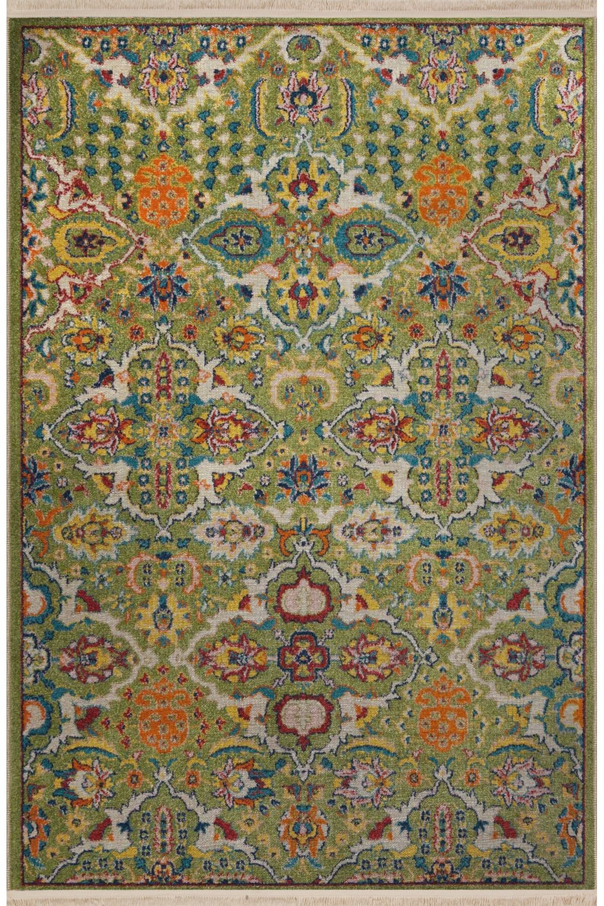 Açık Ton Çok Renkli Geleneksel Motif Etnik Desenli Vintage Dekoratif Halı 2769