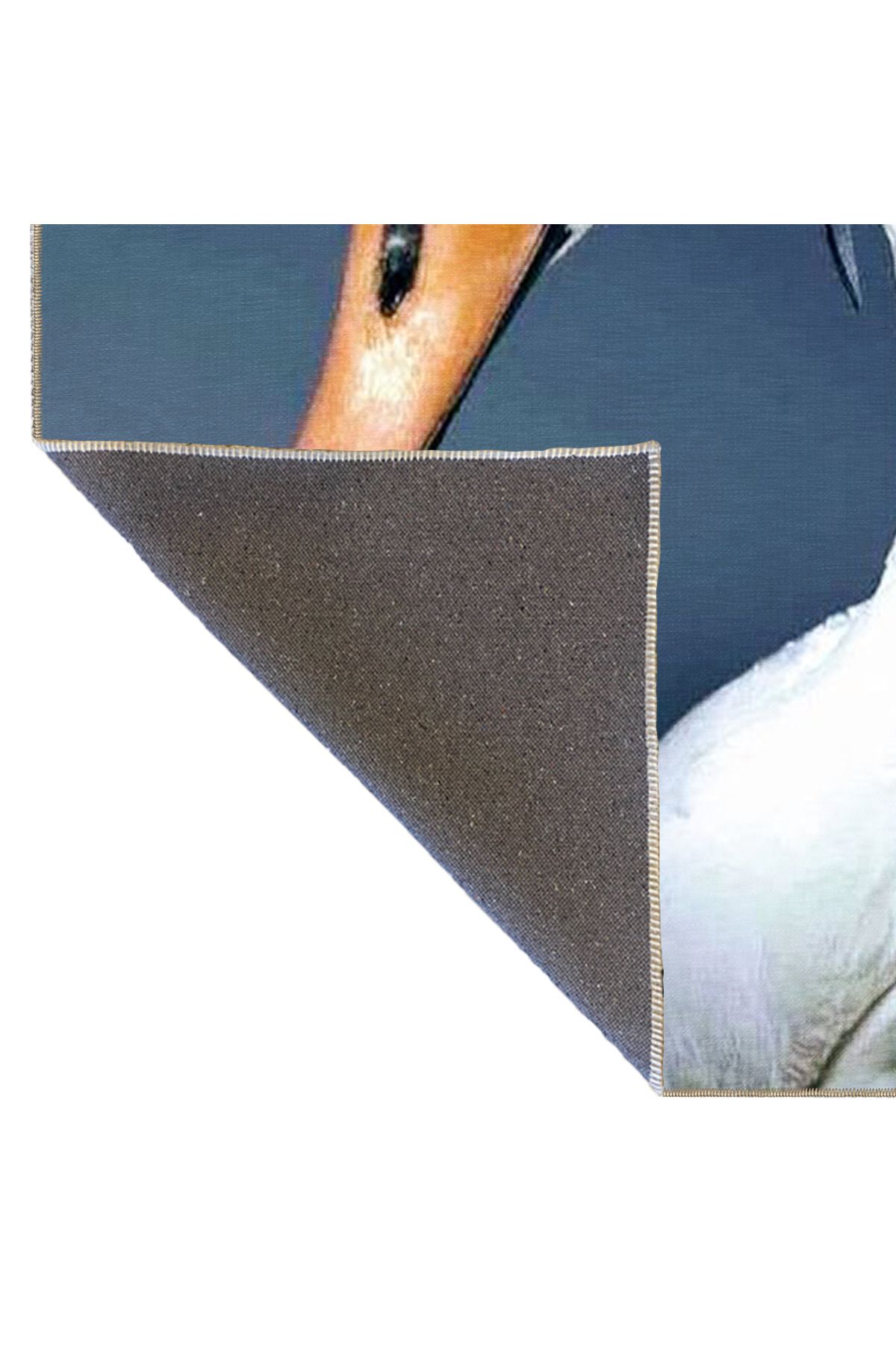 Mavi Tonlarda Beyaz Örtülü Kuğu Hayvan Desenli Dekoratif Halı miravip719