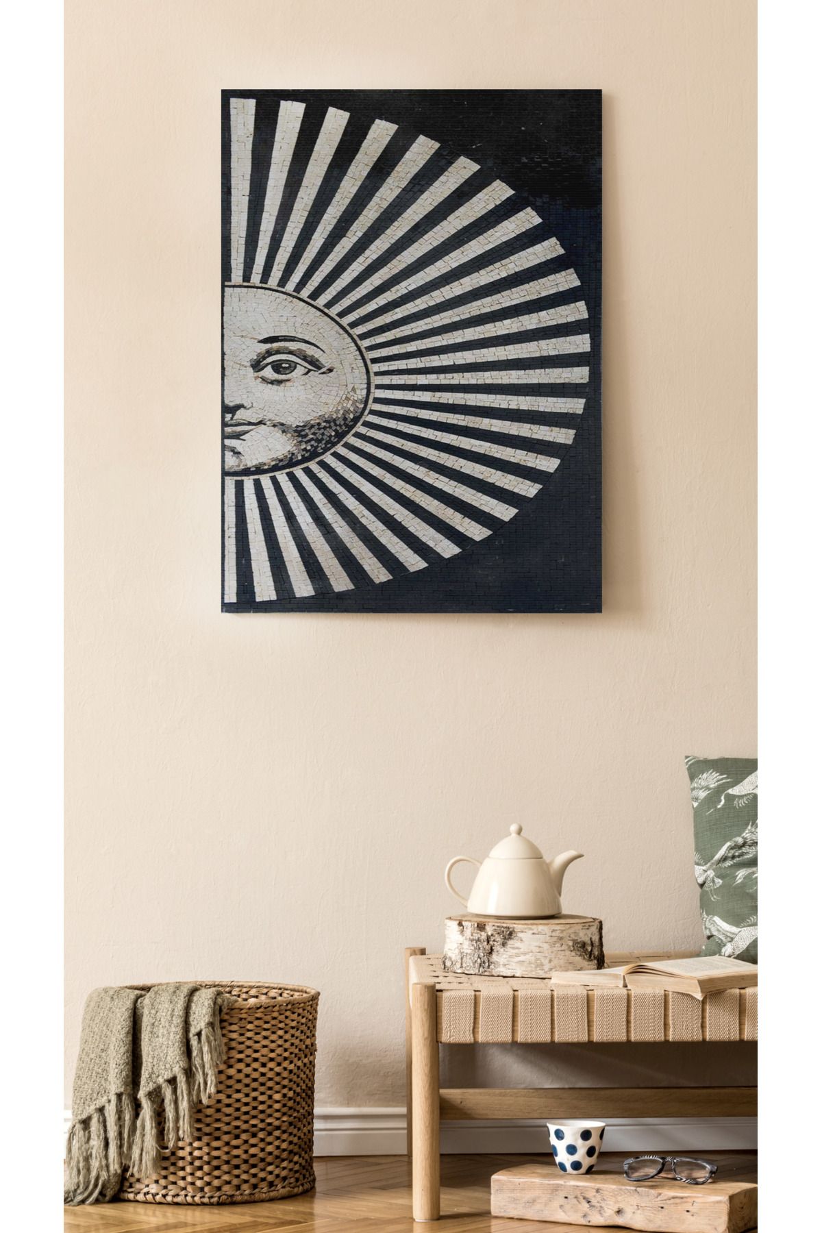 Kanvas Tablo Yarım Güneş Desenli Temalı Tablo