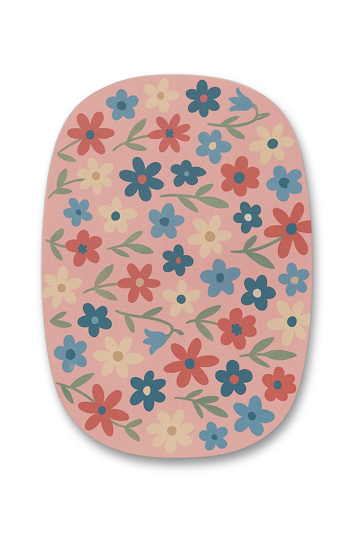 Mosso Pembe Renkli Çiçekler Desenli Dokuma Taban Modern Dekoratif Halı mosso146