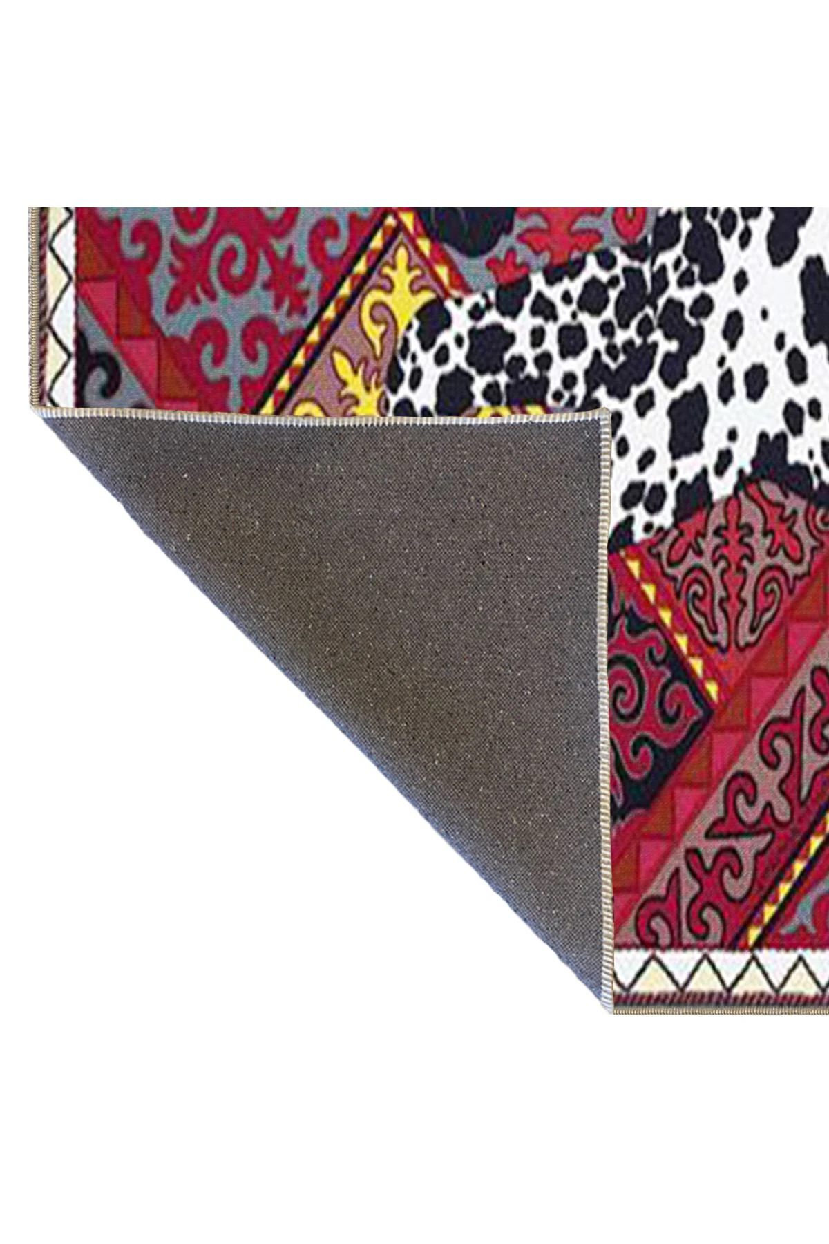 Kırmızı Renkli At Geometrik Modern Dekoratif Halı miravip228