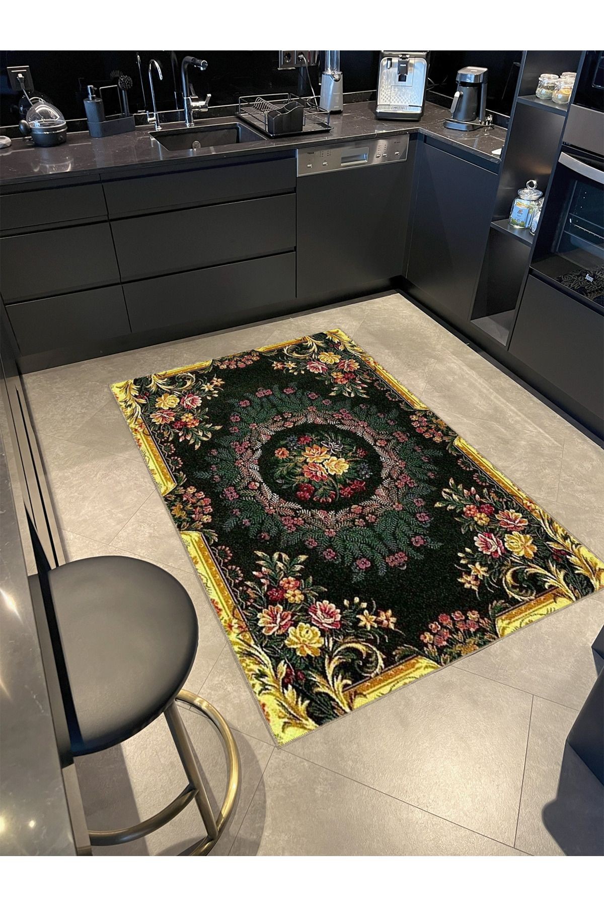 Floral Temalı Geleneksel Motif Çiçek Desenli Vintage Dekoratif Halı 4865