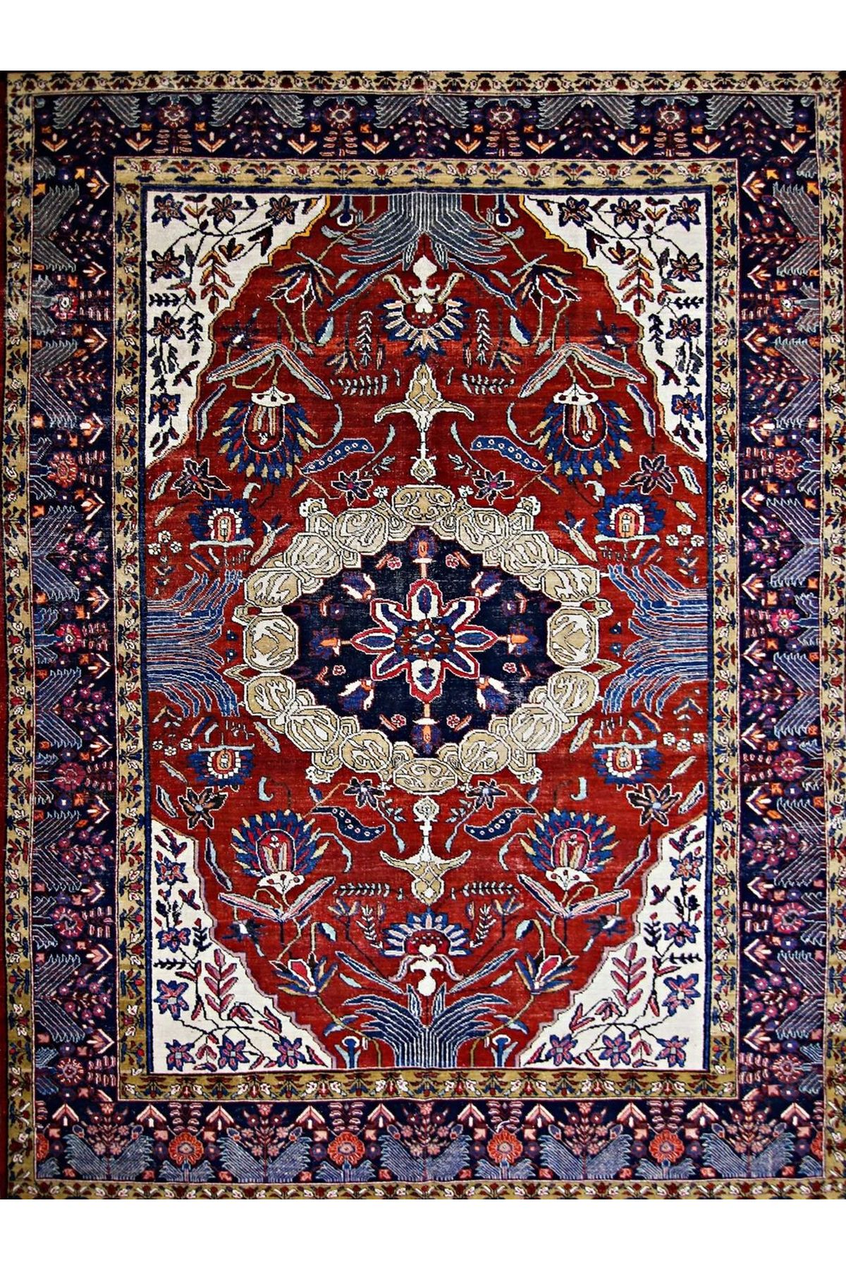 Mete Koleksiyonu Bordo Tema Geleneksel Motifli ve Çiçek Desenli Vintage Dekoratif Halı 10