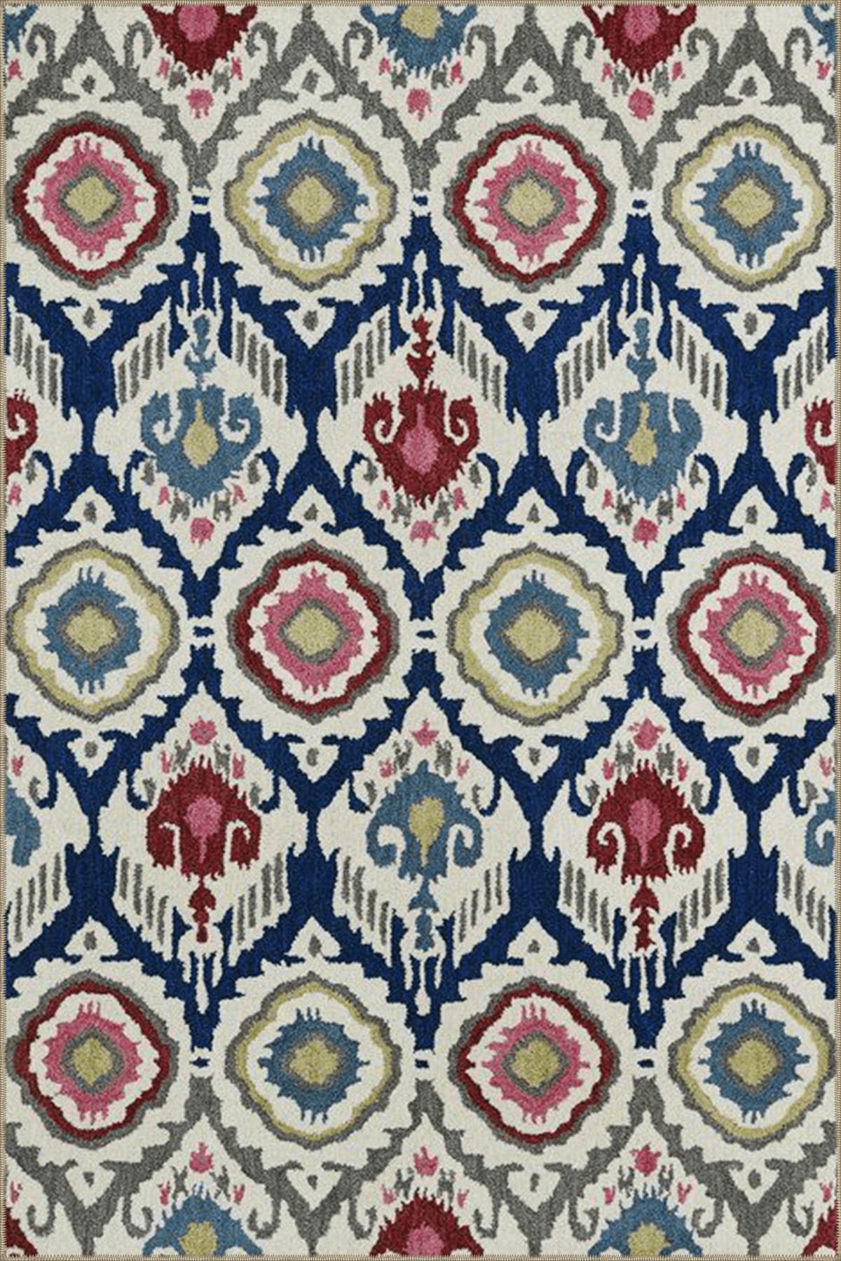 Çok Renkli Geleneksel Motif Etnik Desenli Vintage Dekoratif Halı 4664