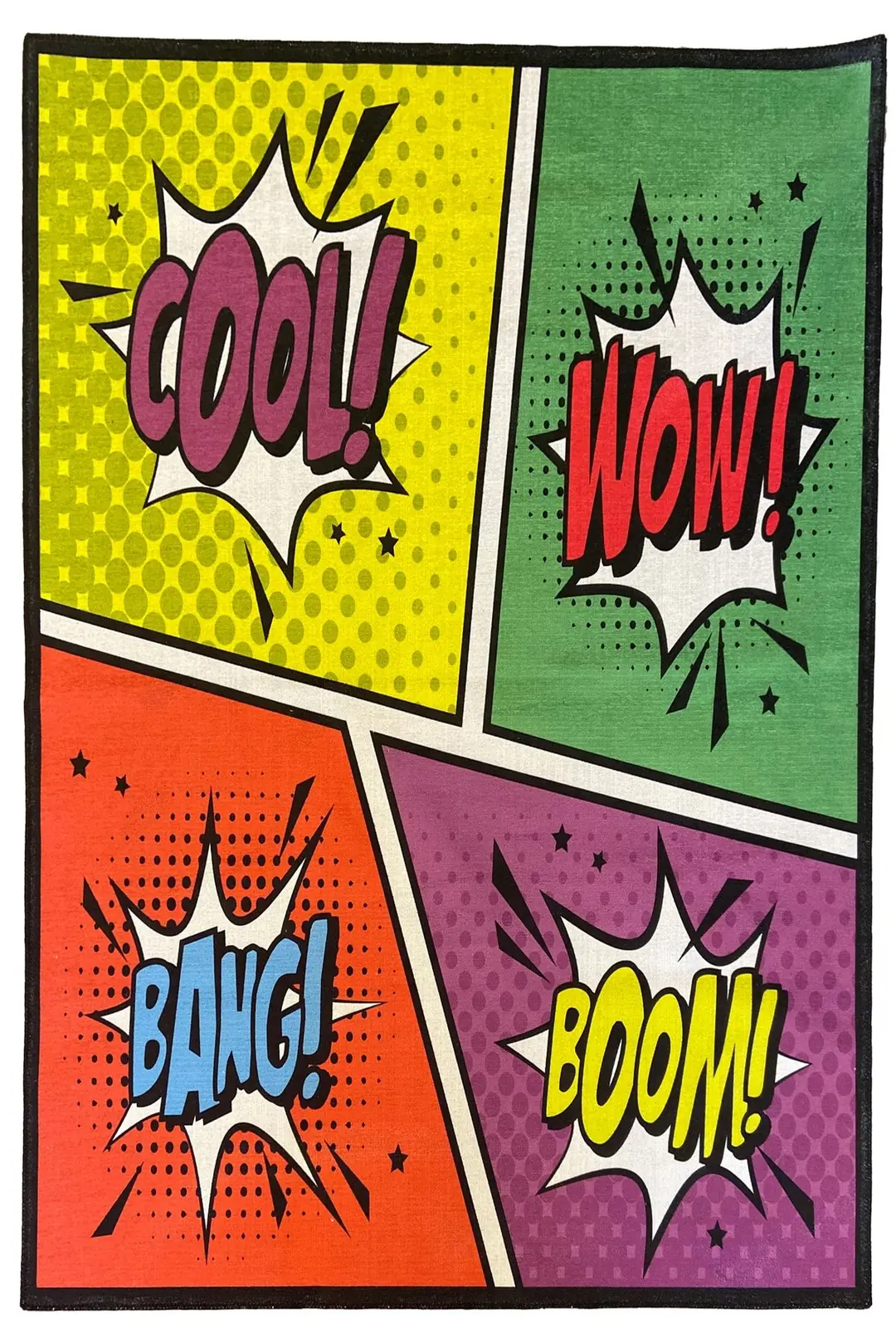アート・デザイン・音楽 BOLISM/1960 Mira 873 Pop Art Cool Wow Bang Boom Yazılı Halı