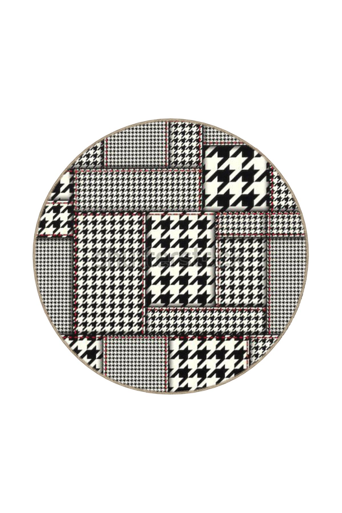 Gri Motifli Geometrik Dokuma Taban ve Dekoratif Yıkanabilir Halı miravip8506