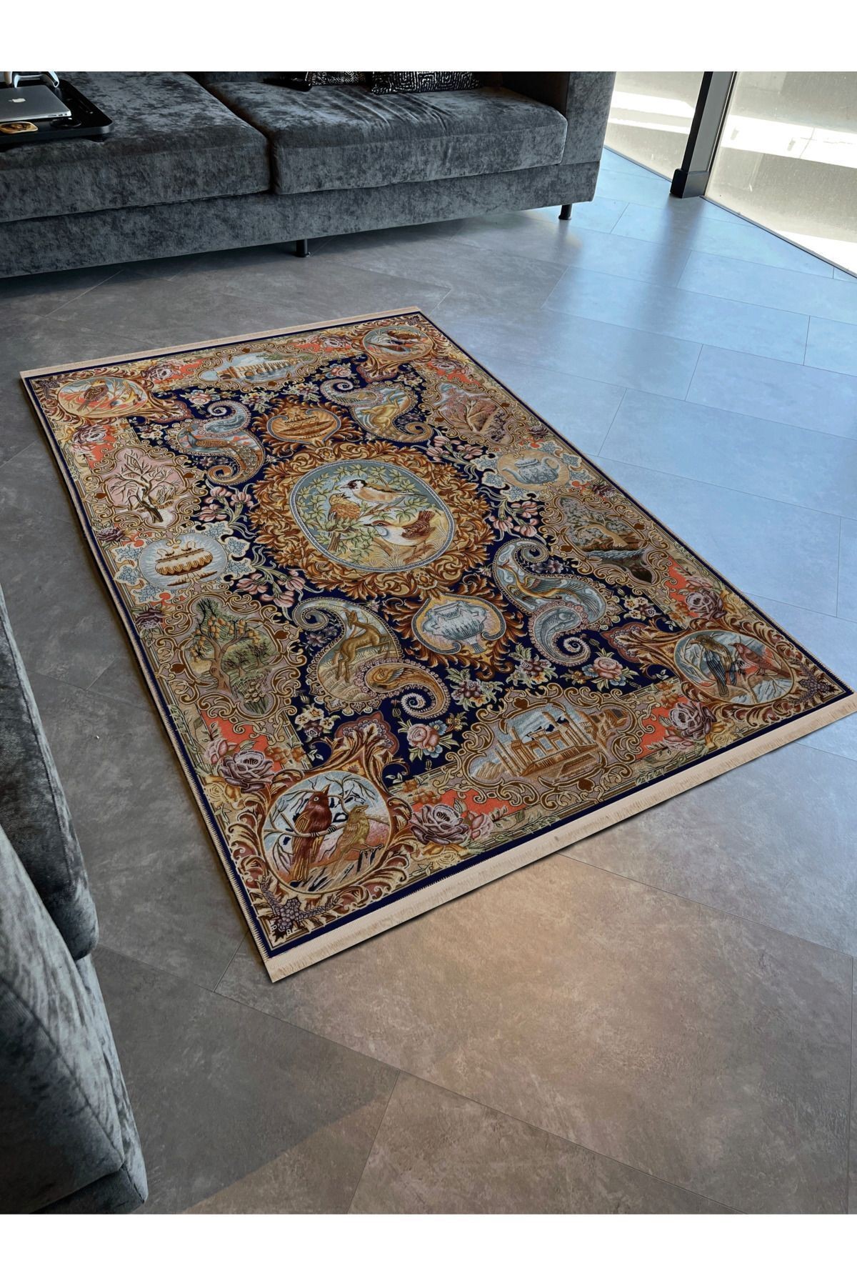 Çok Renkli Geleneksel Motif Etnik Desenli Kreatif Vintage Dekoratif Halı 2588