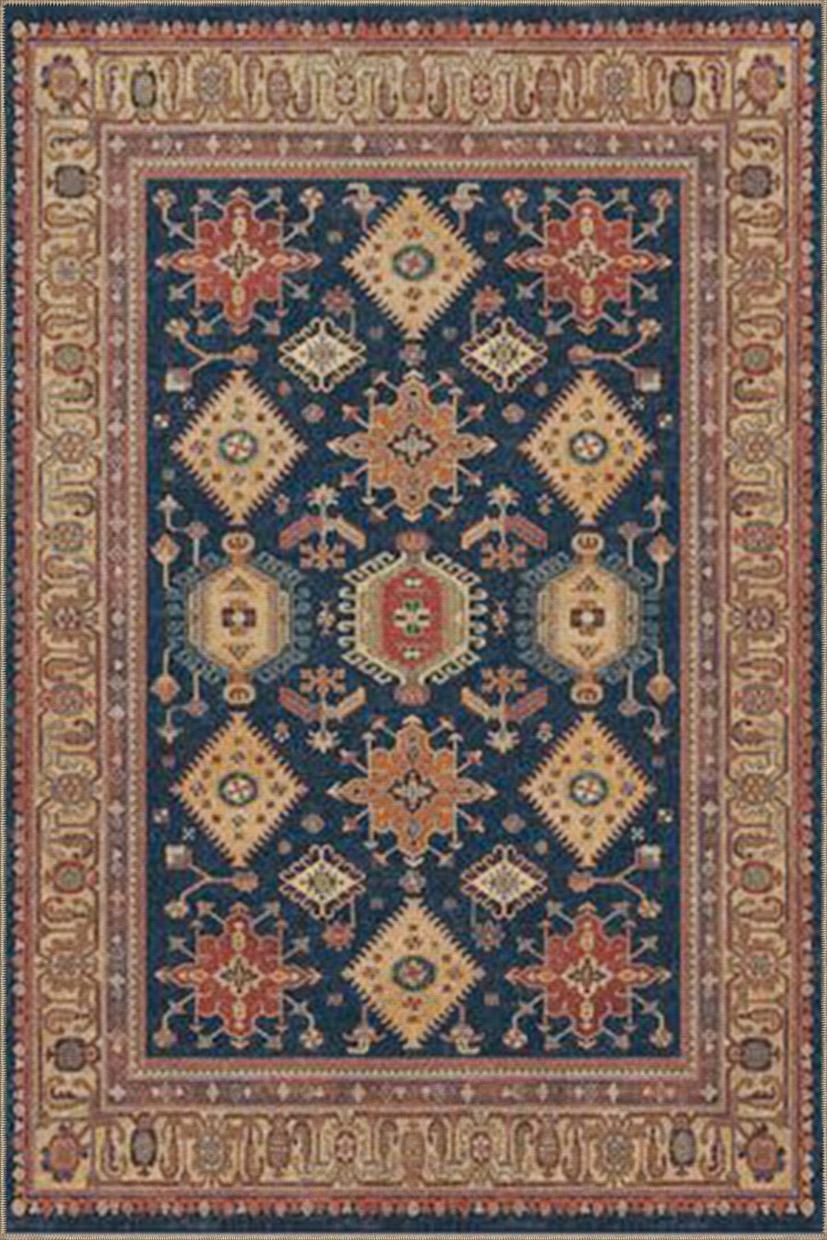 Modern Kahverengi Kübik Çok Renkli Dokuma Taban Halı miravip8115