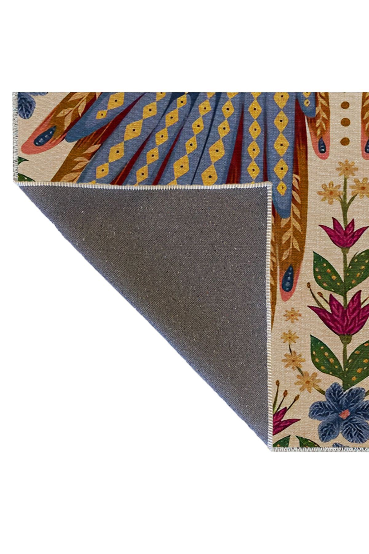 Çok Renkli Anka Kuşu Kanatları Desenli Kreatif Modern Dekoratif Halı 2140