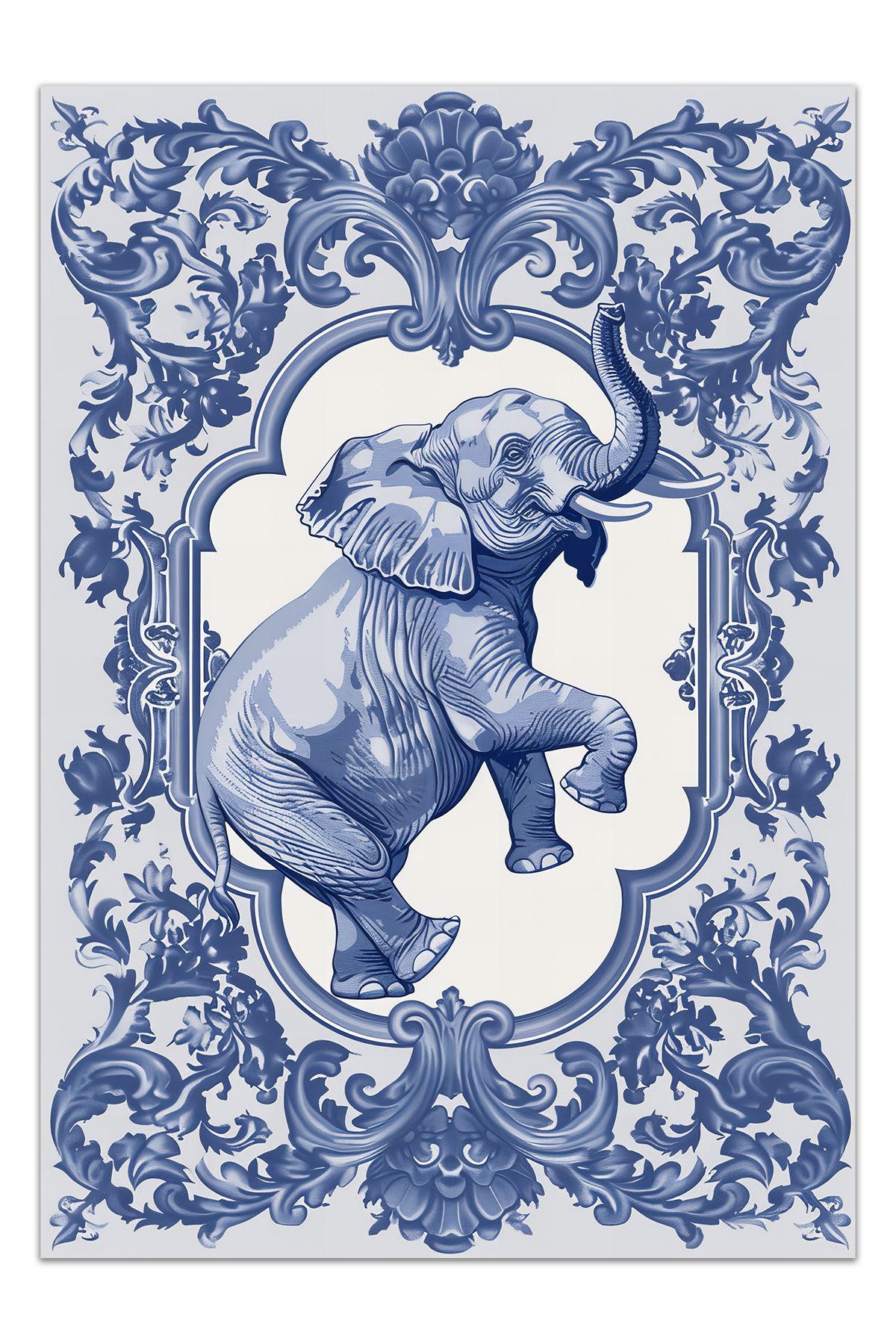 Paris Koleksiyonu Blue Blanc Fil Detaylı Desenli Modern Dekoratif Halı paris14