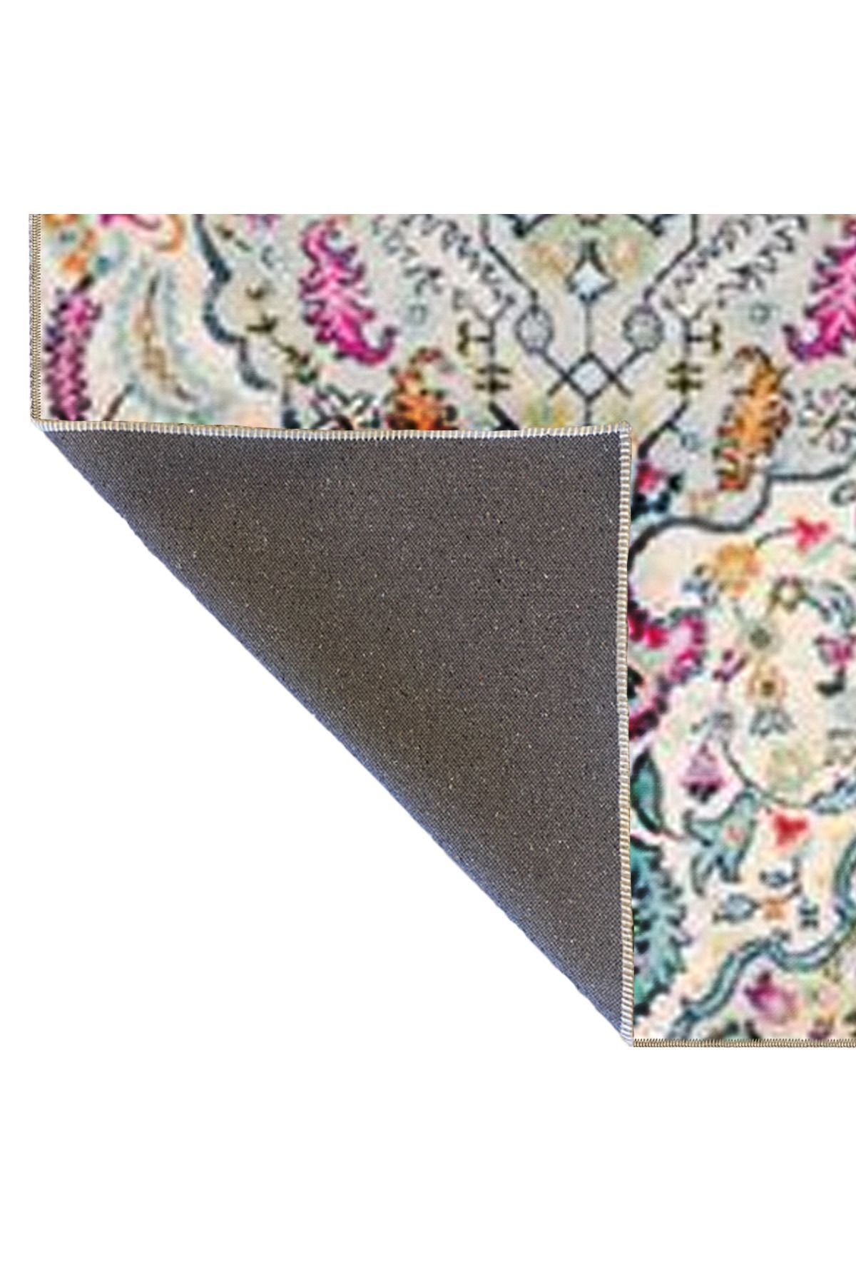 Açık Ton Çok Renkli Geleneksel Motif Desenli Vintage Dekoratif Halı 5001
