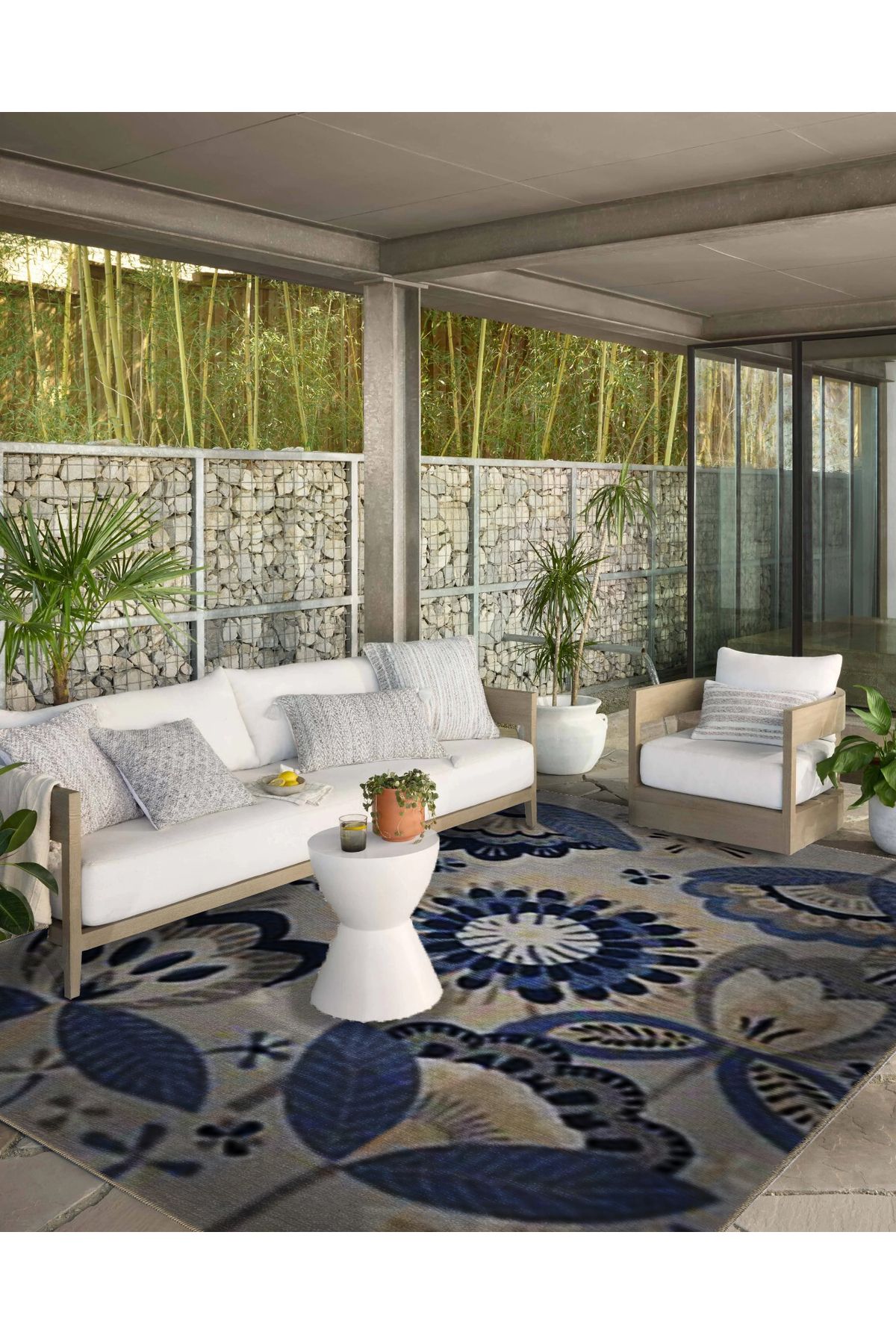 Gri Temalı Çok Renkli Floral Çiçek Desenli Kreatif Modern Dekoratif Halı 5343