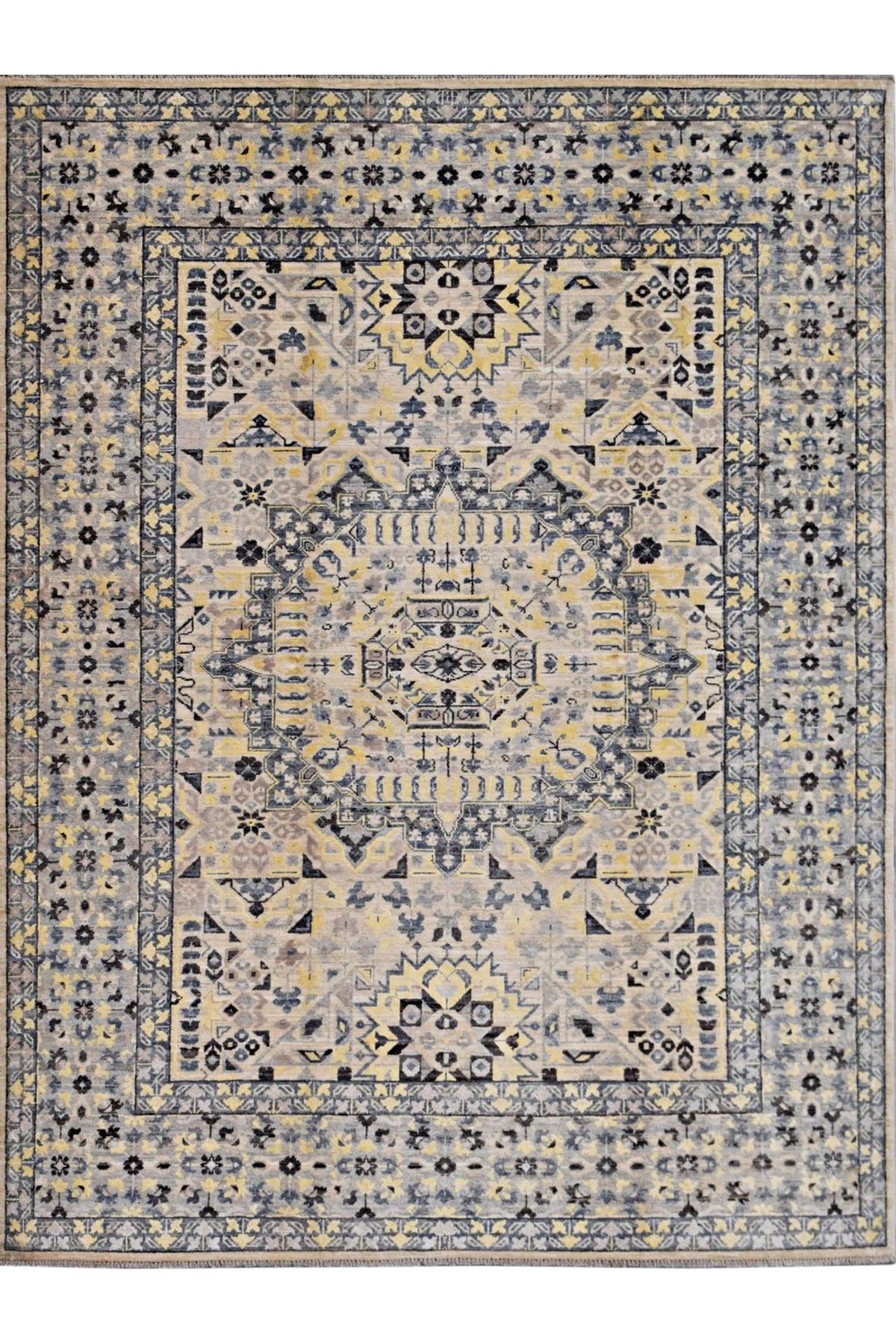 Asena Koleksiyonu Bej Temalı Geleneksel Motifli Bohem Desenli Vintage Dekoratif Halı 08